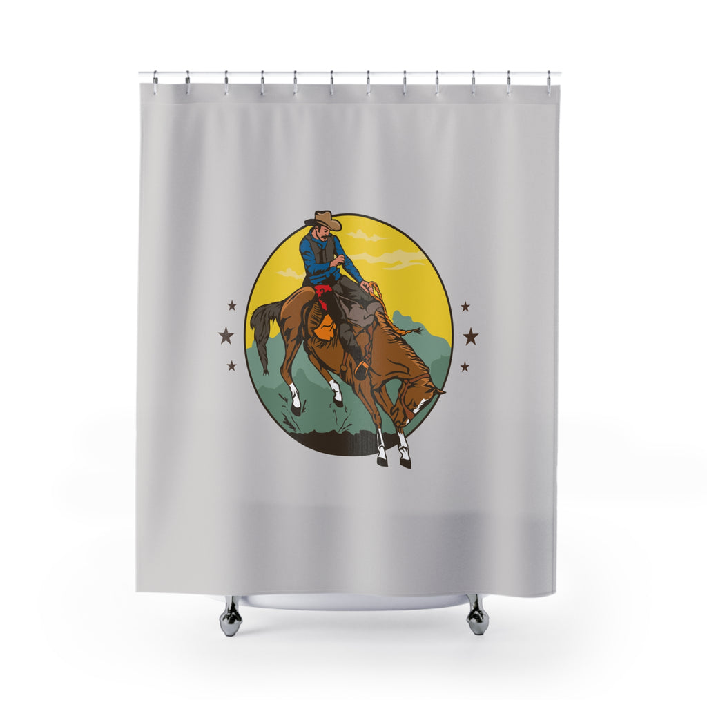 Cowboy Shower Curtain, Western Bathroom Decor, Rodeo Shower Curtain, Rustic Home Accessories, Equestrian Gifts, Horse Lover Decor