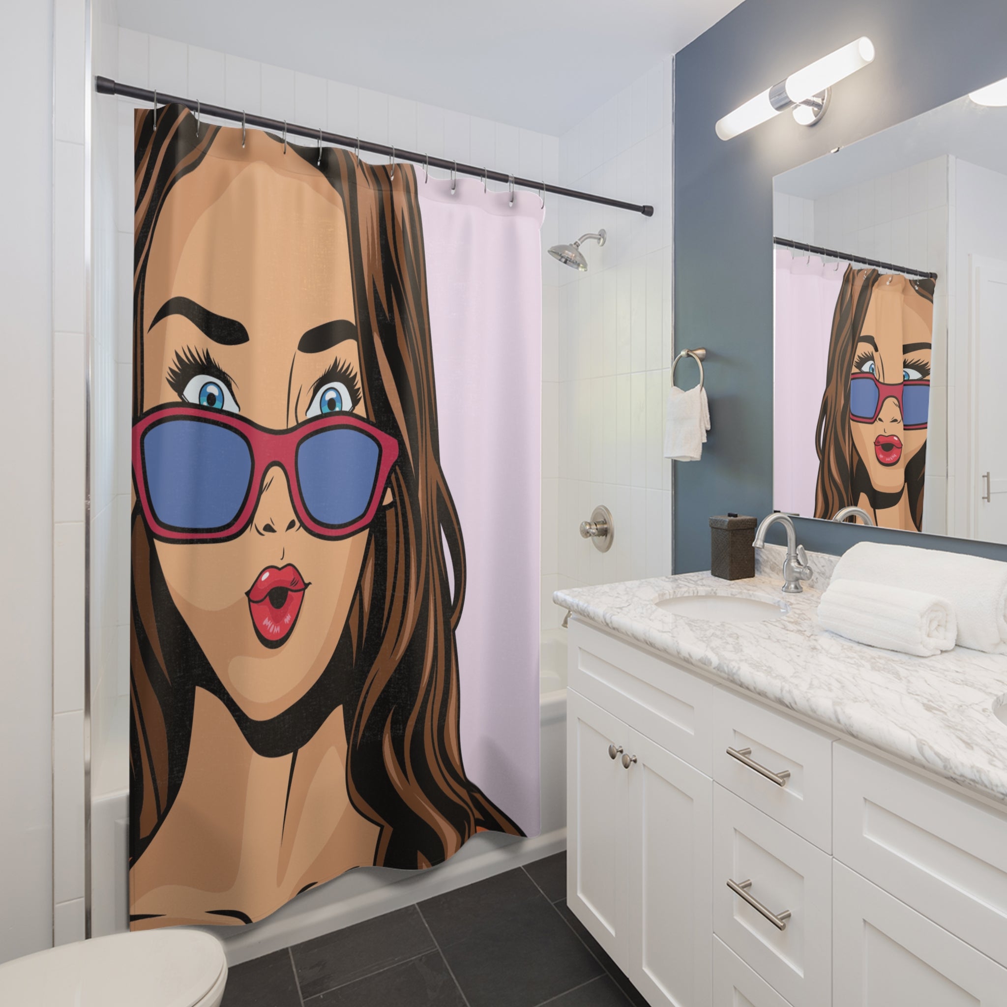 Pop Art Shower Curtain, Retro Bathroom Decor, Fun Home Accessory, Statement Piece for Unique Bathrooms, Shower Room Gift