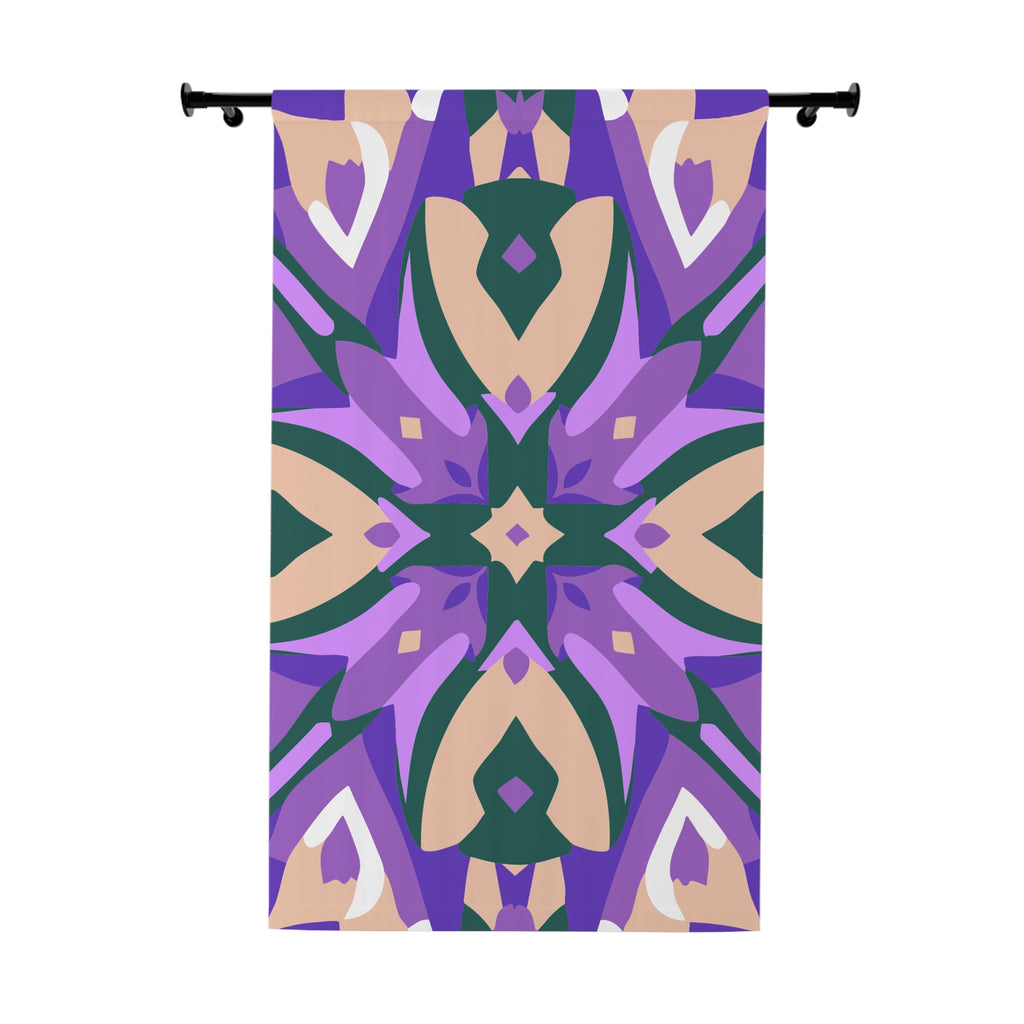 Purplish Geometric Pattern Blackout Window Curtain