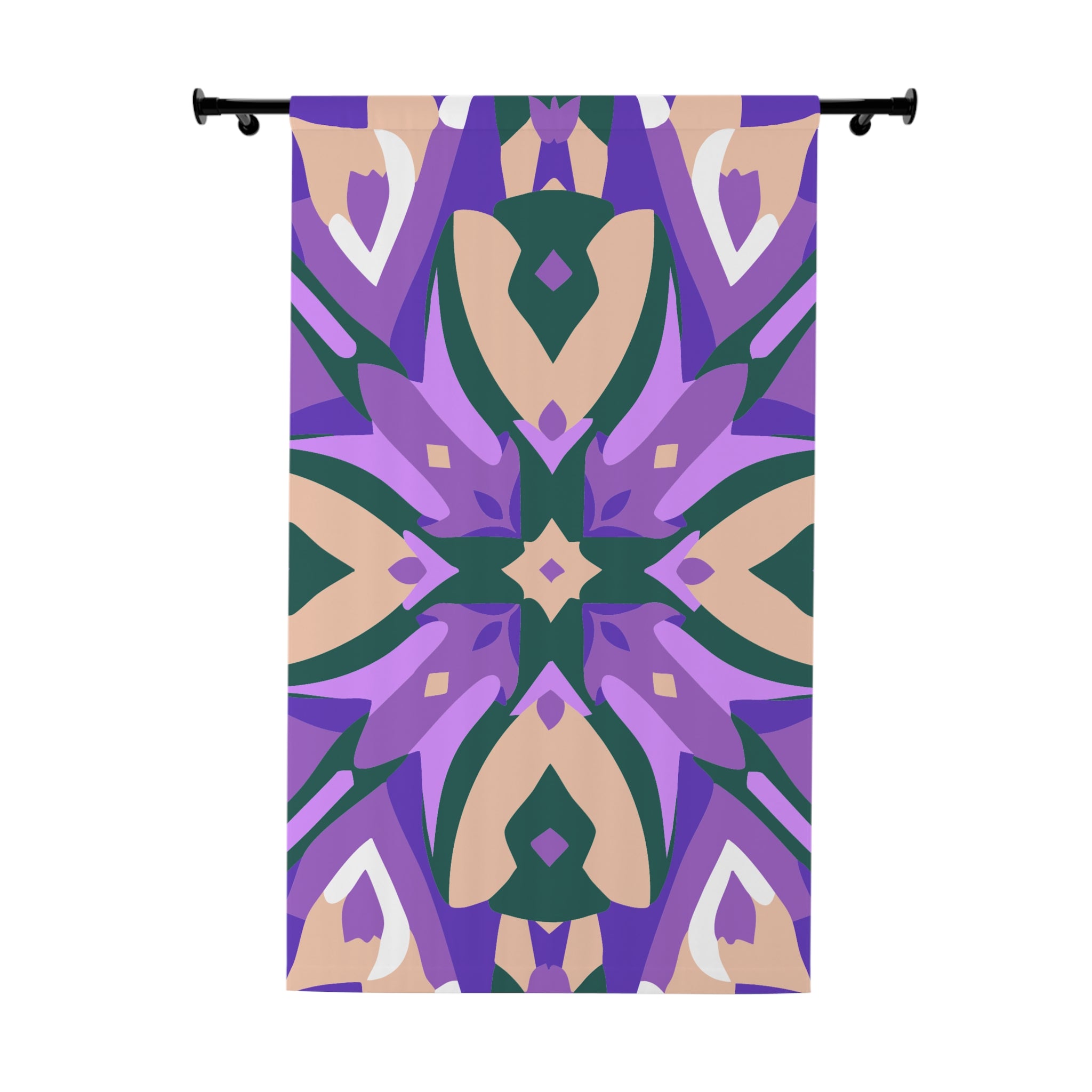 Purplish Geometric Pattern Blackout Window Curtain