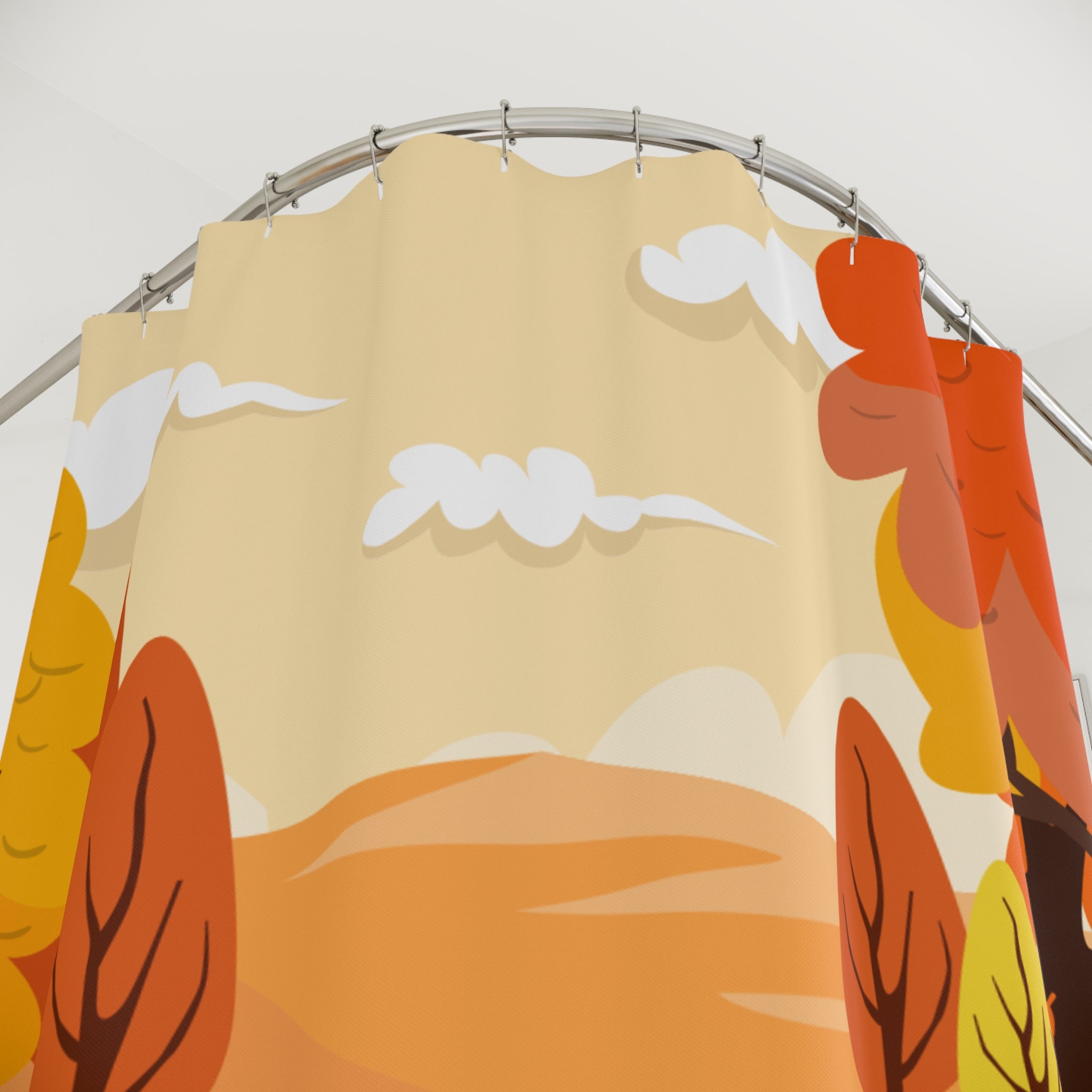 Autumn Scenic Shower Curtain, Cozy Fall Decor, Bathroom Accessories, Seasonal Home Decor, Gift for Nature Lovers