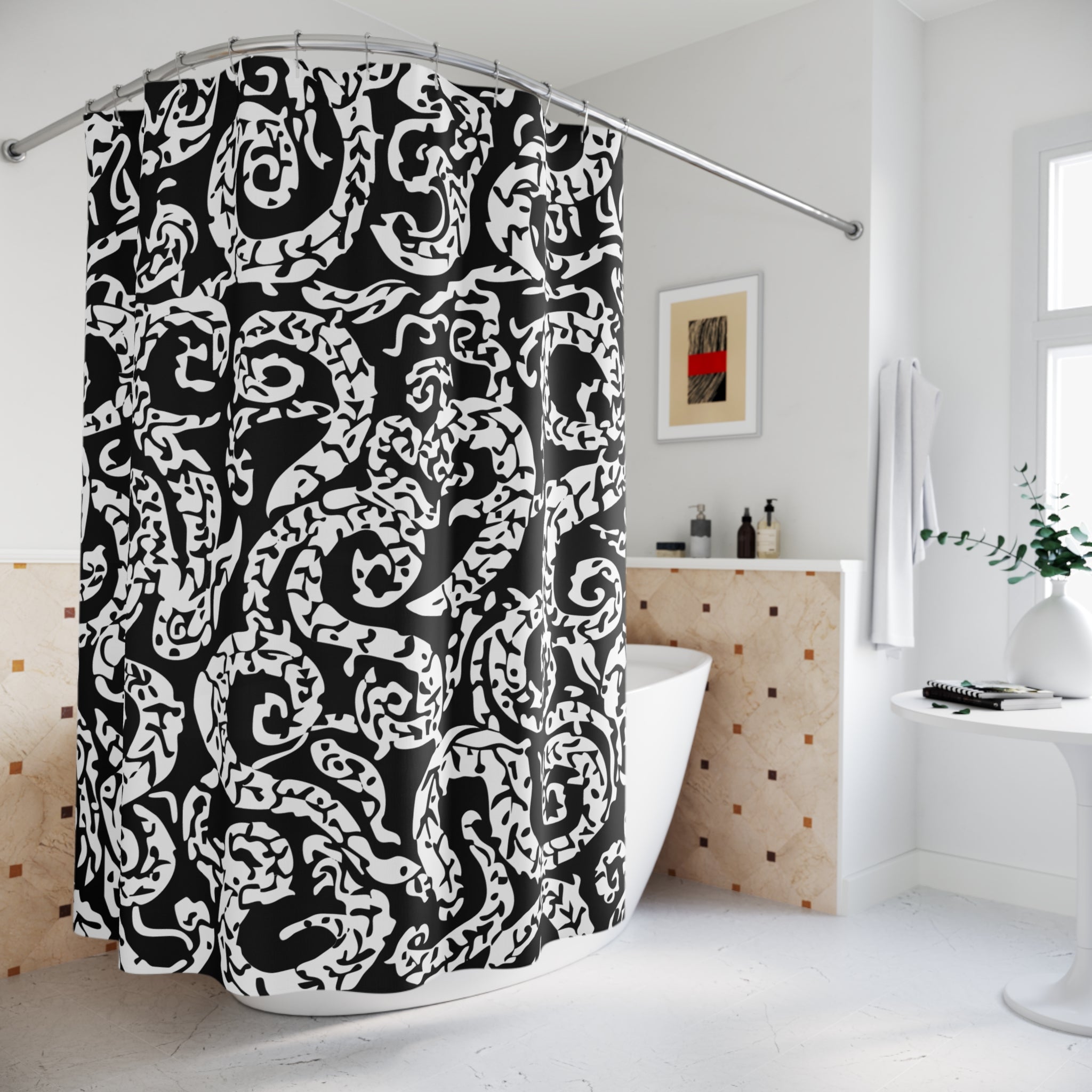 A Little Snaky Patterned Shower Curtain