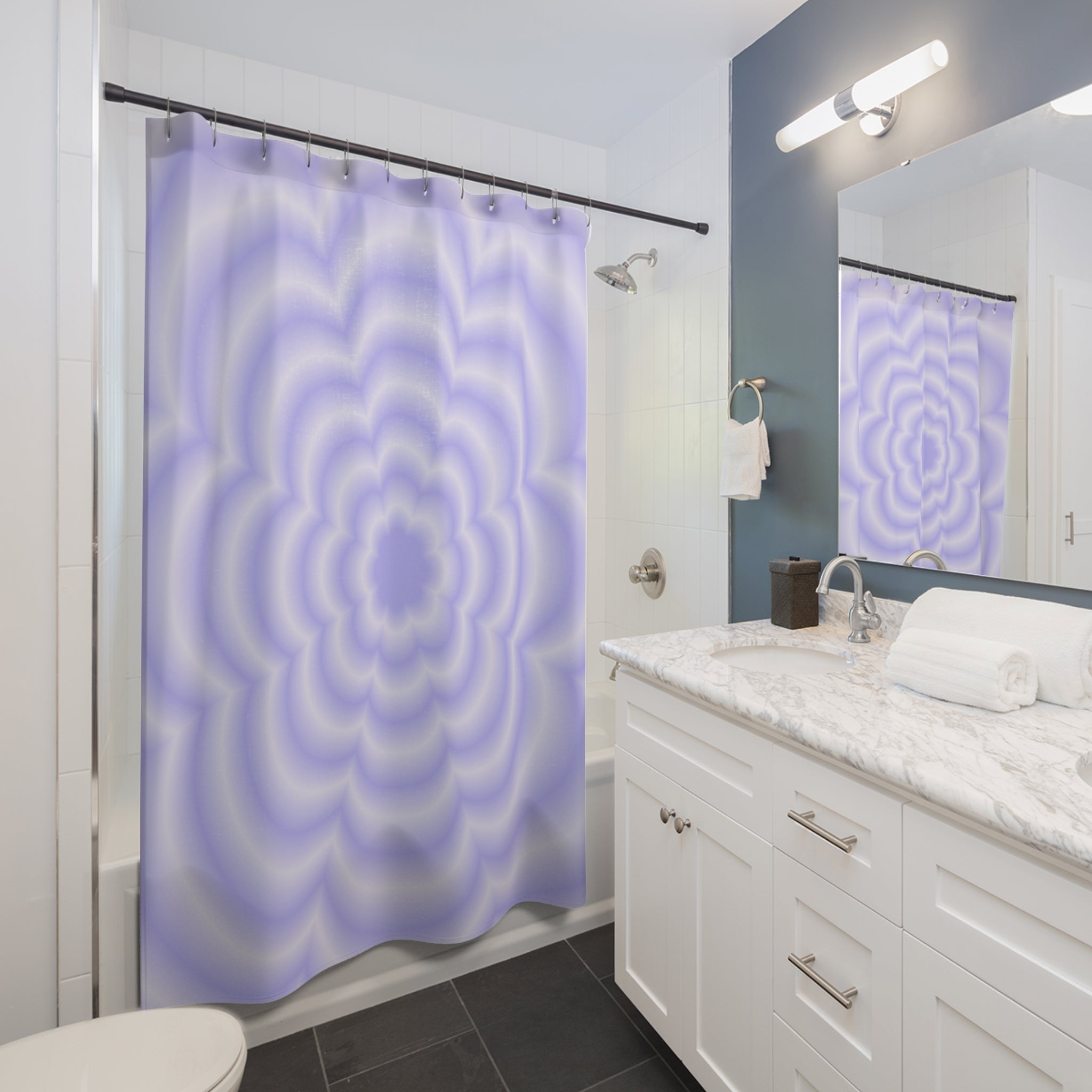 Modern Flower Wave Shower Curtain, Colorful Bathroom Decor, Trendy Home Accent, Gift for New Home, Boho Style, Vibrant Design