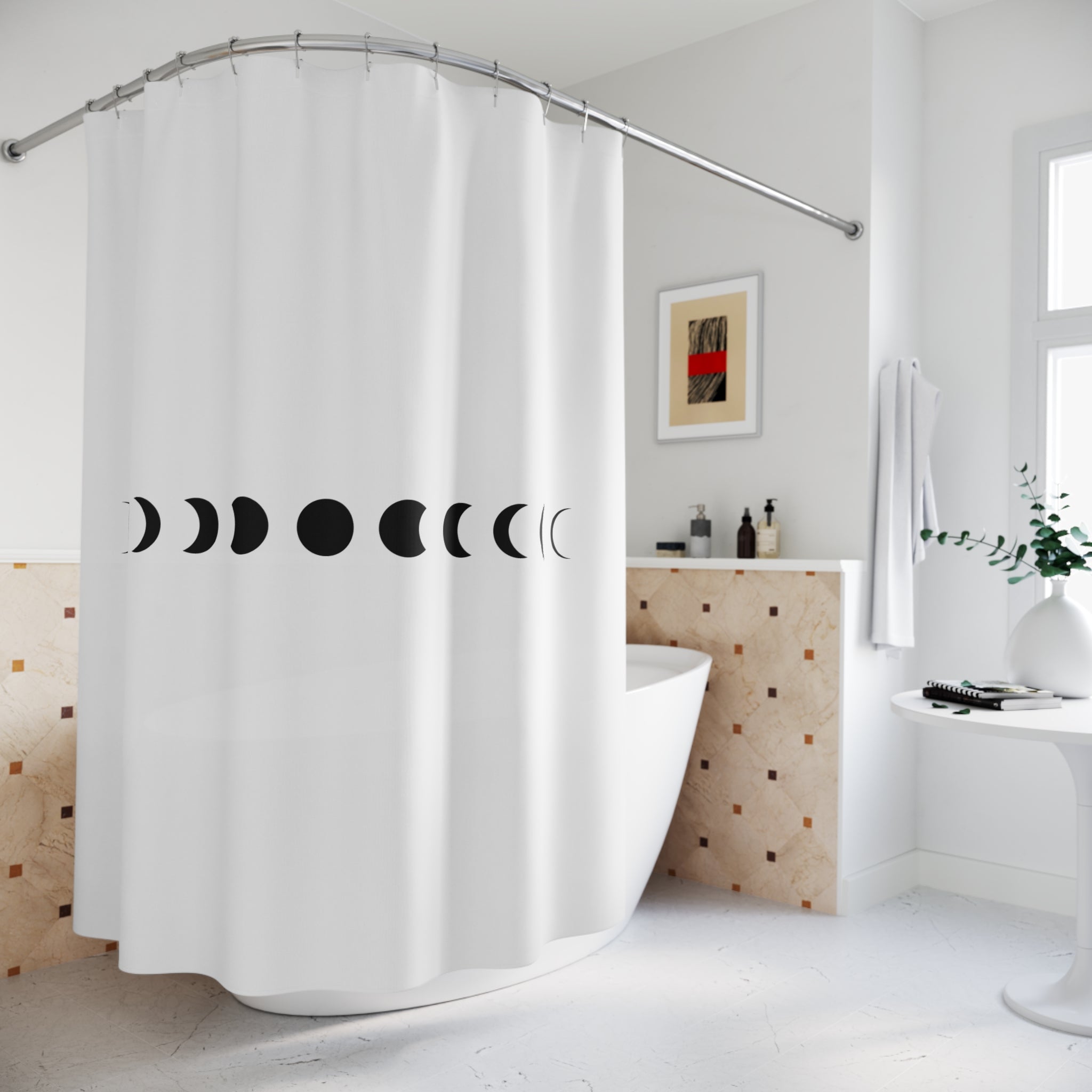 Celestial Moon Phases Off White Shower Curtain