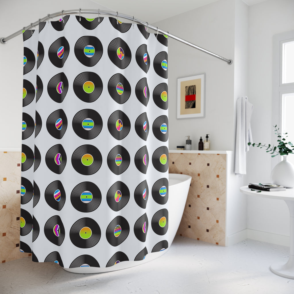 Retro Vinyl Record Shower Curtain, Music Lover Gift, Bathroom Decor, Unique Home Accent, Fun Music Theme