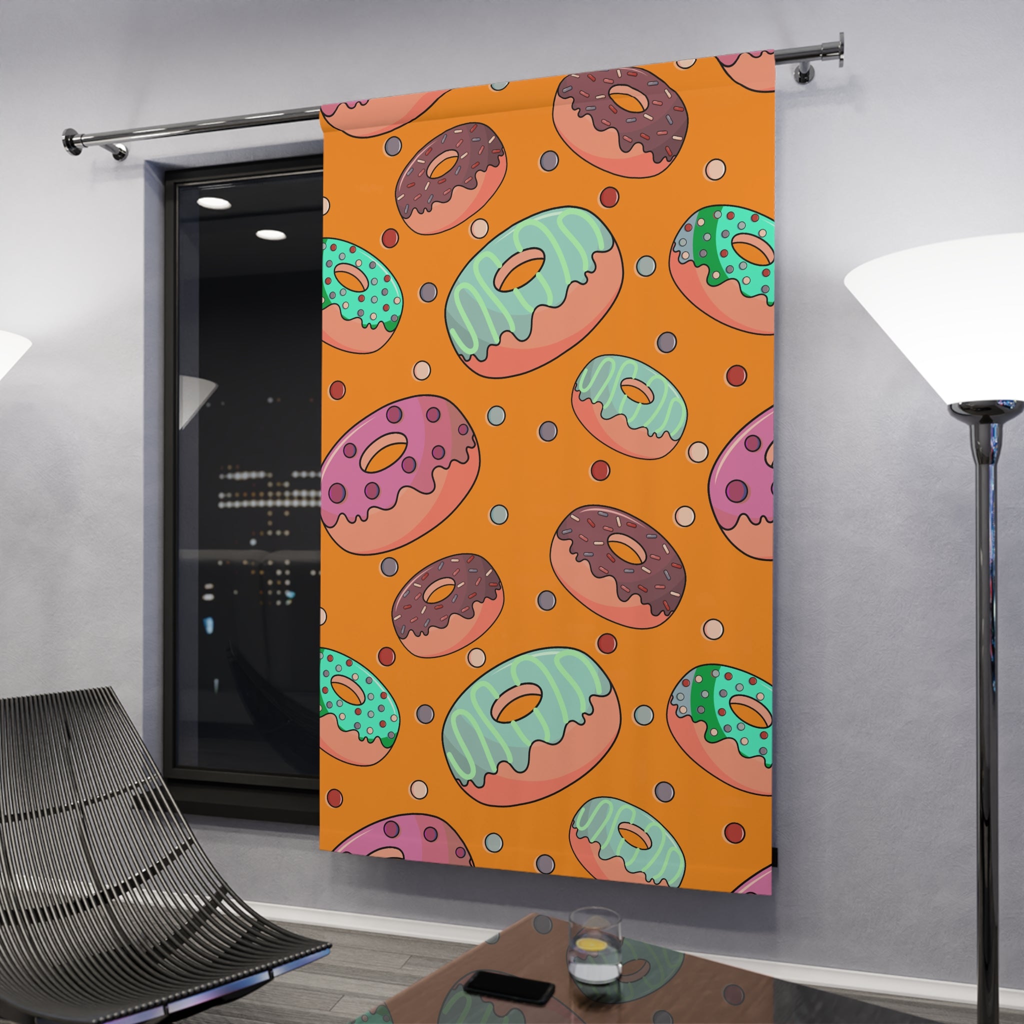 Sweeties Donuts Pattern Blackout Window Curtain