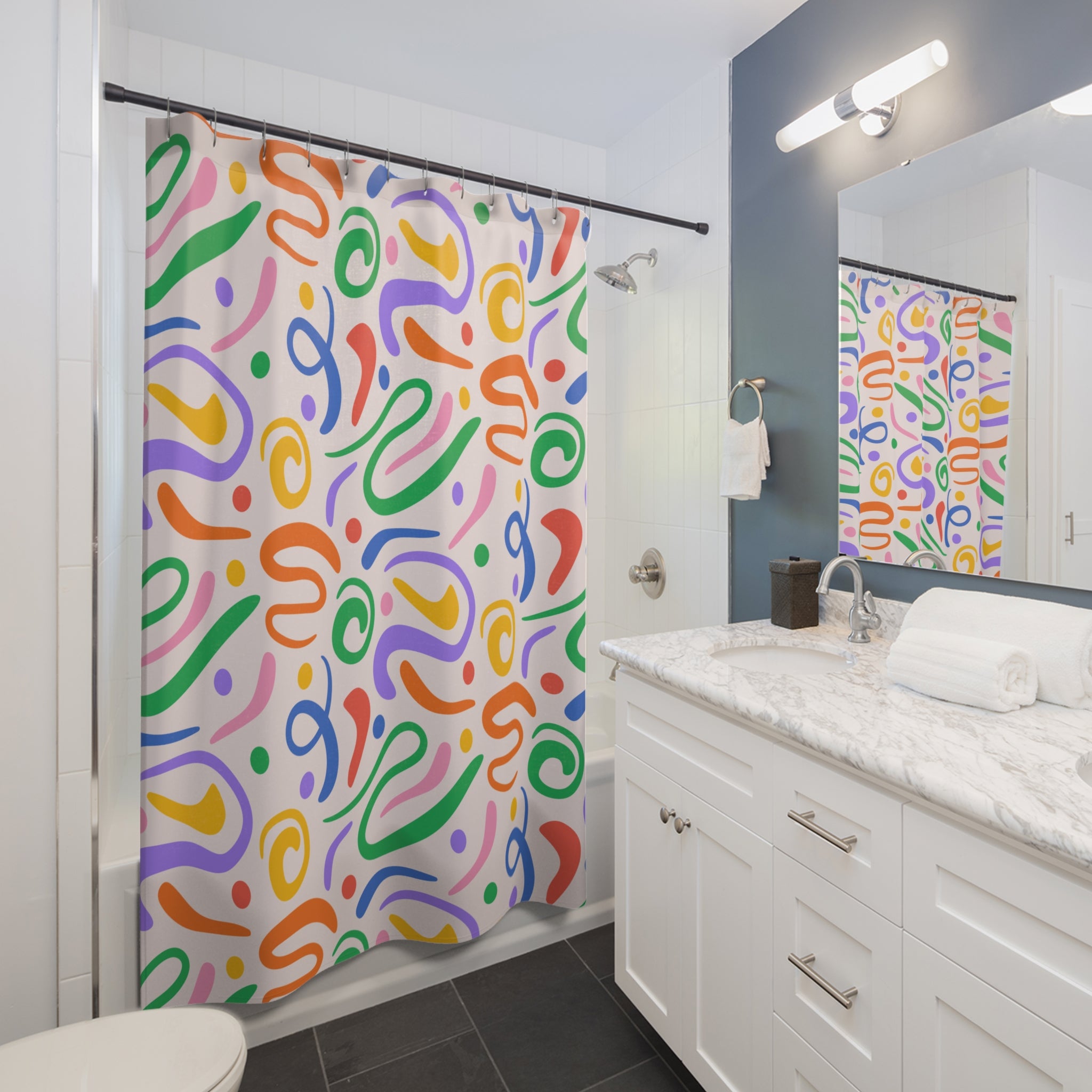 Colorful Abstract Shower Curtain, Fun Bathroom Decor, Vibrant Home Accessory, Gift for Housewarming, Modern Design, Vibrant Patterns