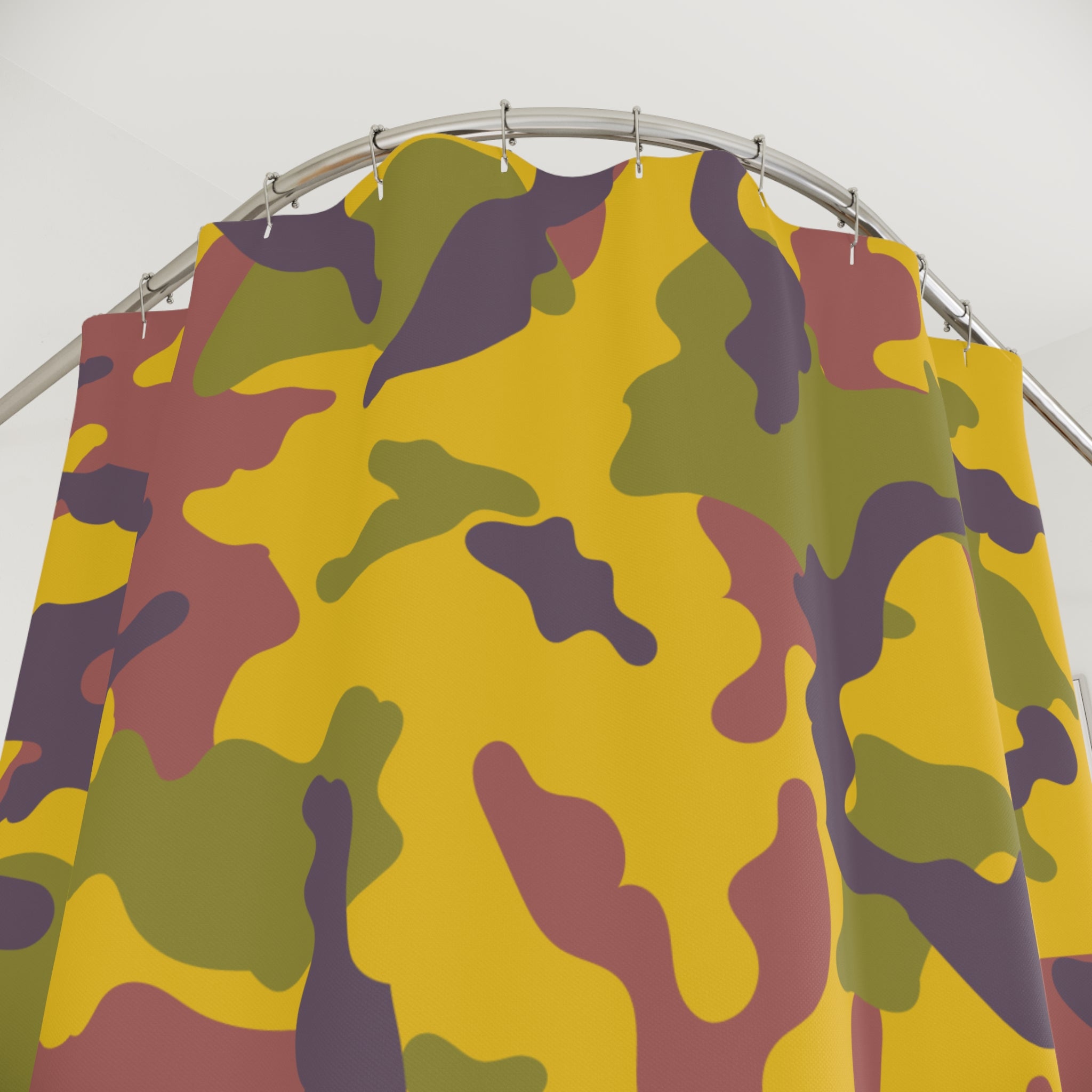 Yellow Camo Shower Curtain