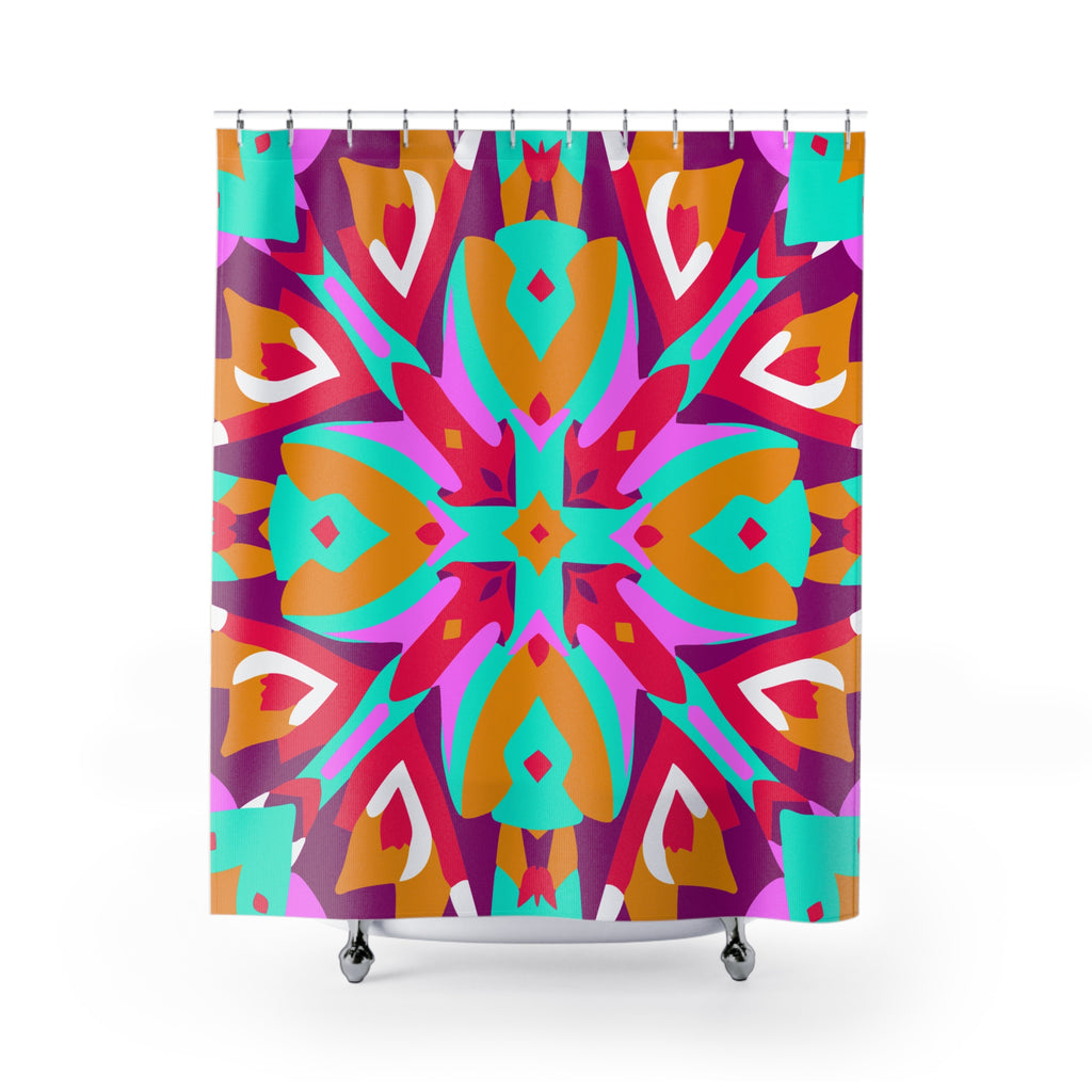 Pinkish Geometric Patterned  Shower Curtain