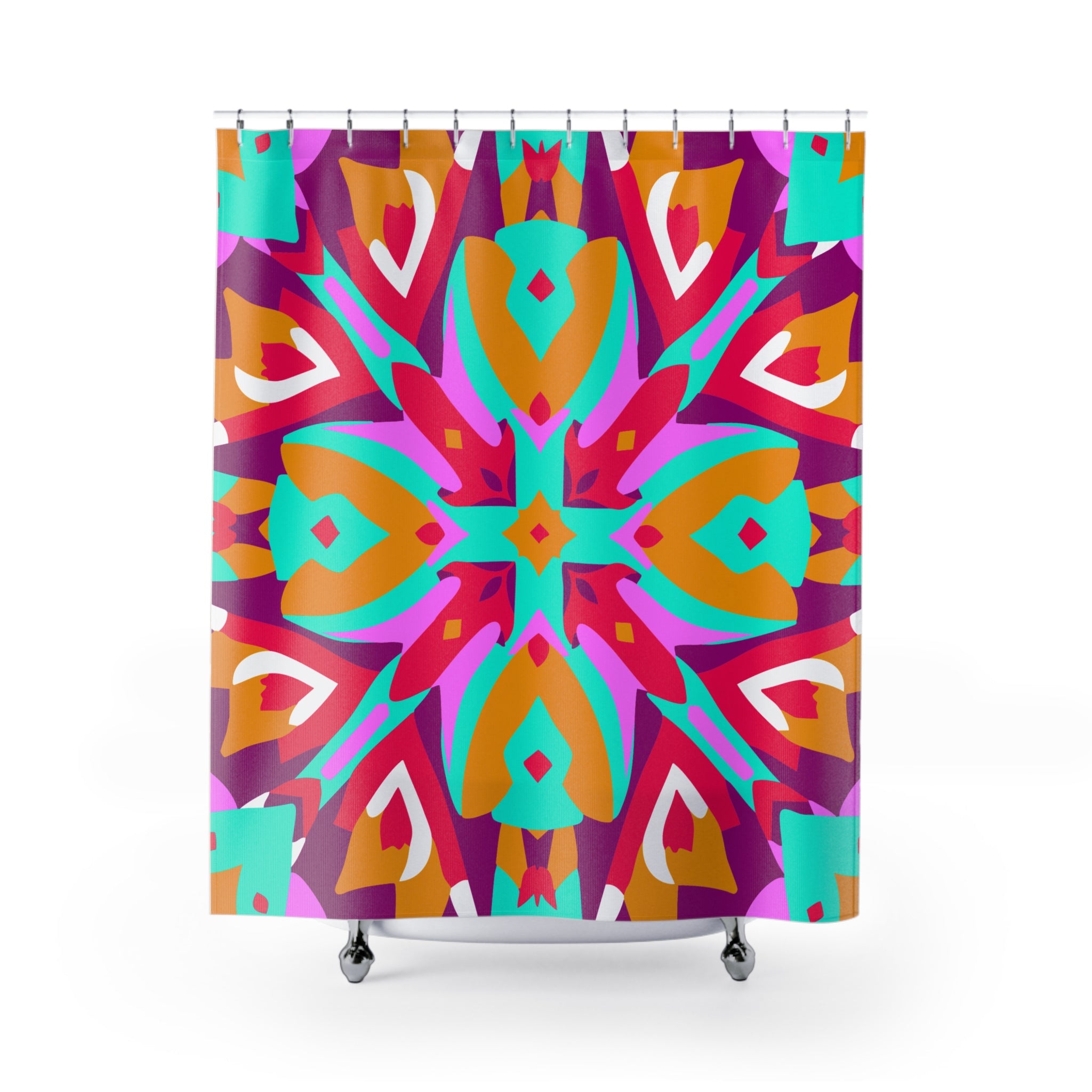 Pinkish Geometric Patterned  Shower Curtain