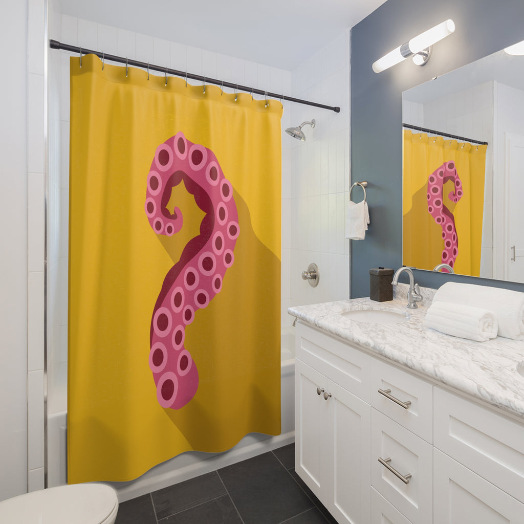Whimsical Octopus Shower Curtain, Nautical Home Decor, Unique Bathroom Accessory, Gift for Ocean Lovers, Vibrant Yellow Design