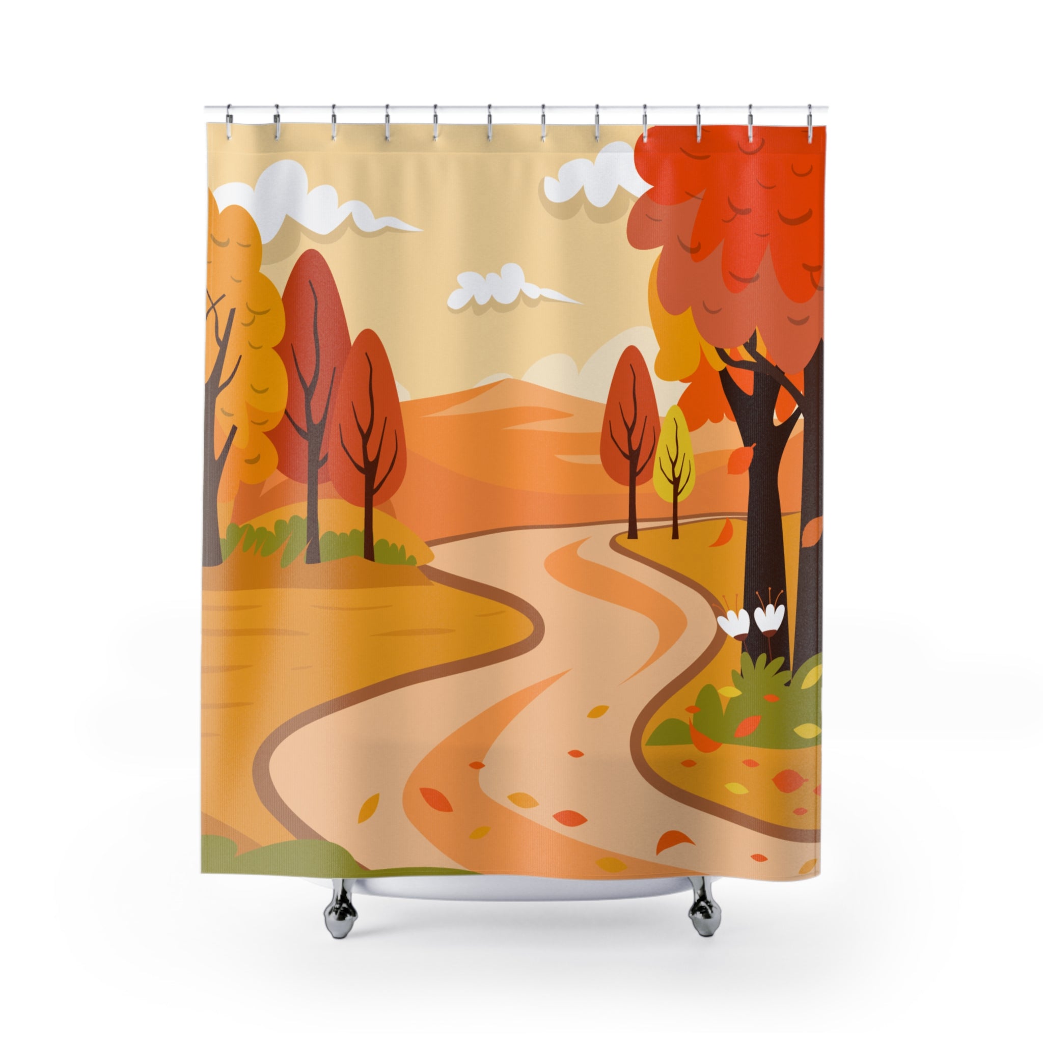 Autumn Scenic Shower Curtain, Cozy Fall Decor, Bathroom Accessories, Seasonal Home Decor, Gift for Nature Lovers
