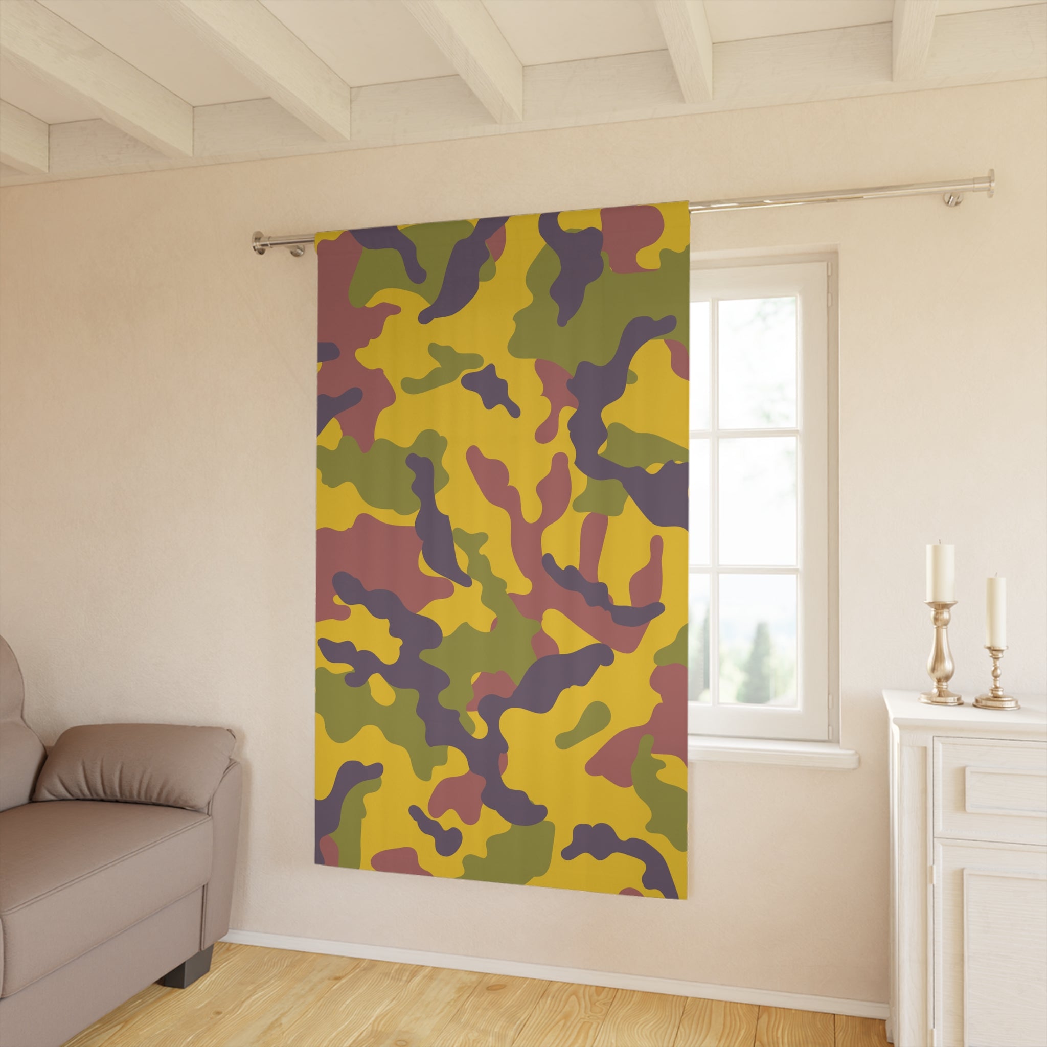 Yellow Camo Blackout Window Curtain