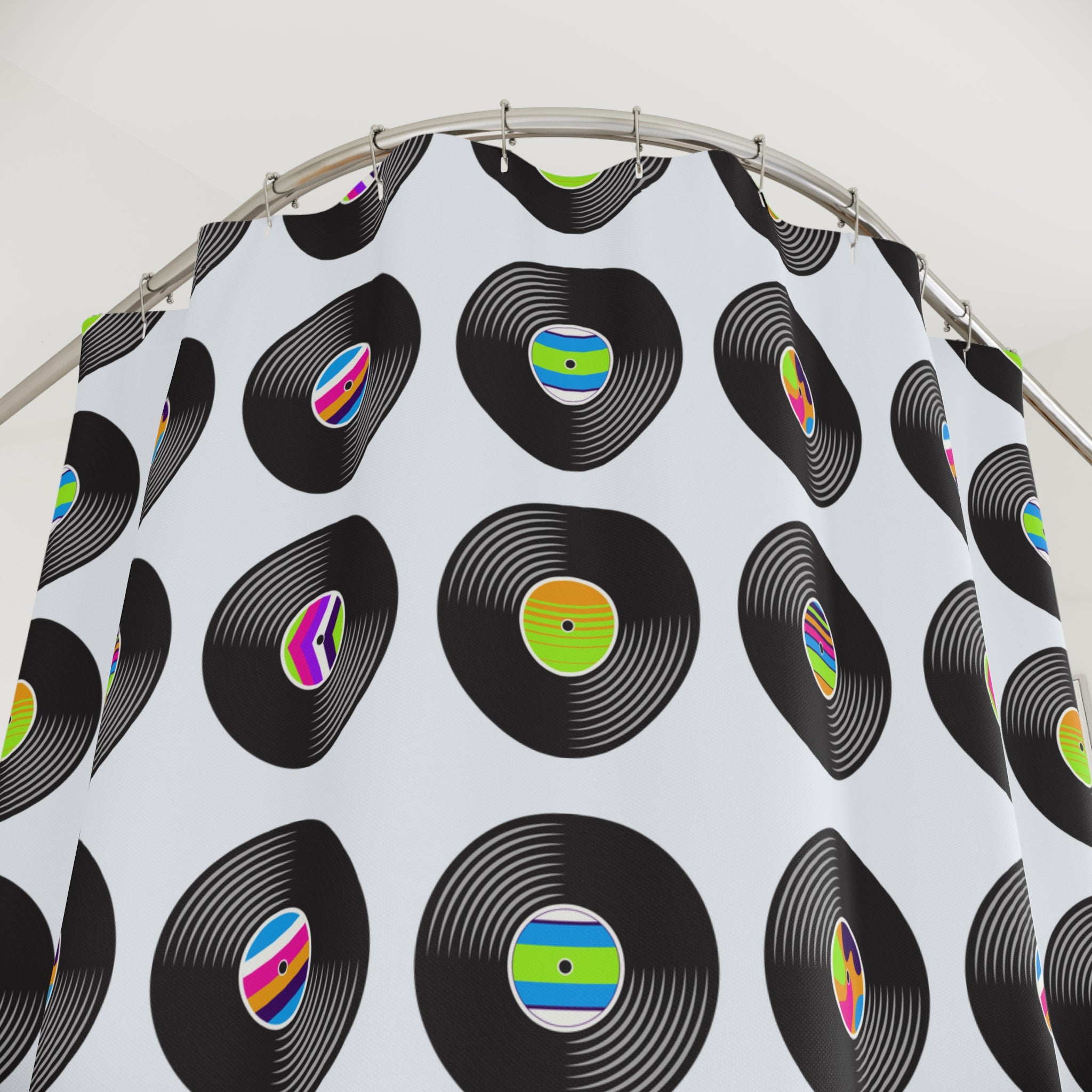 Retro Vinyl Record Shower Curtain, Music Lover Gift, Bathroom Decor, Unique Home Accent, Fun Music Theme