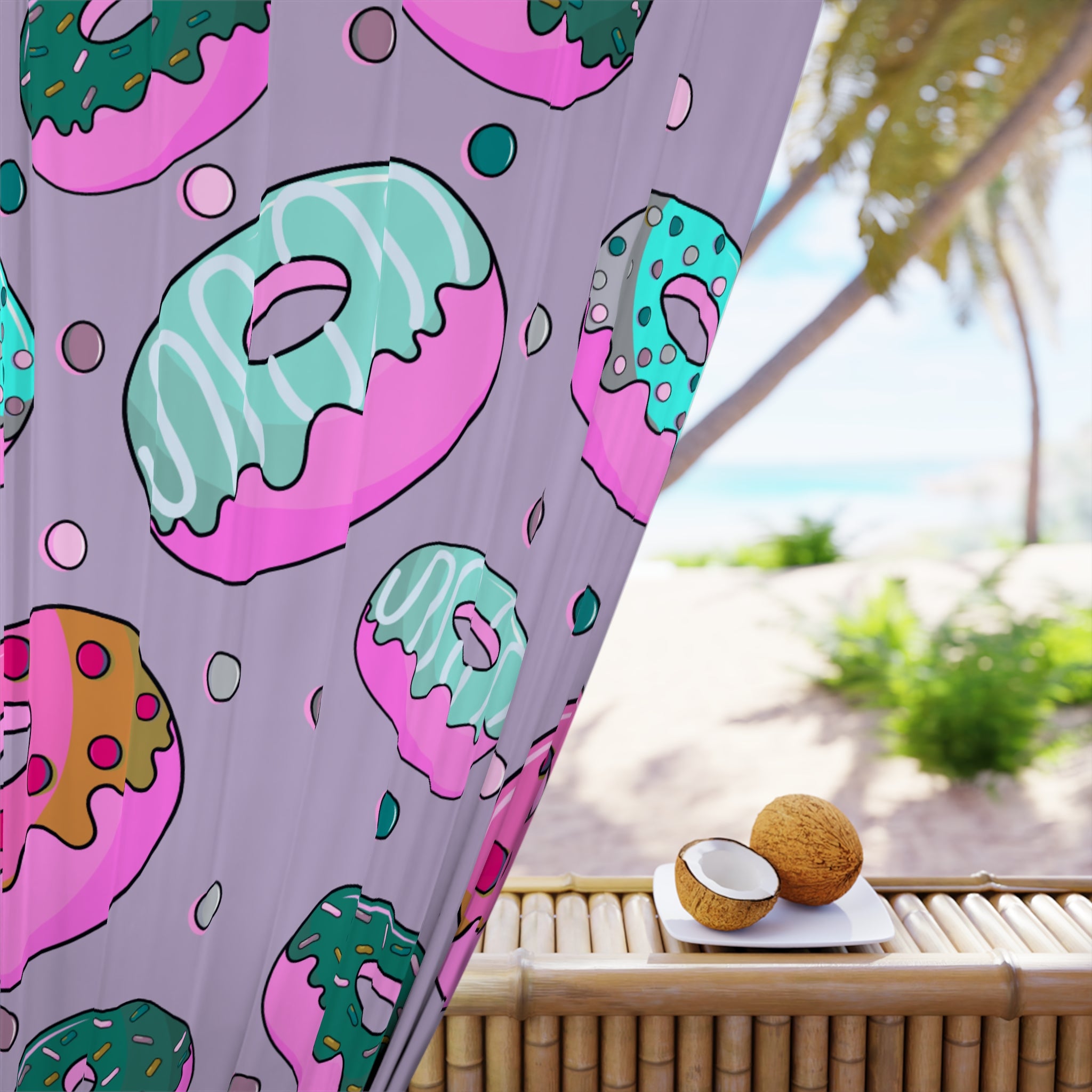 Sweeties Pink Donuts Patter Blackout Window Curtain
