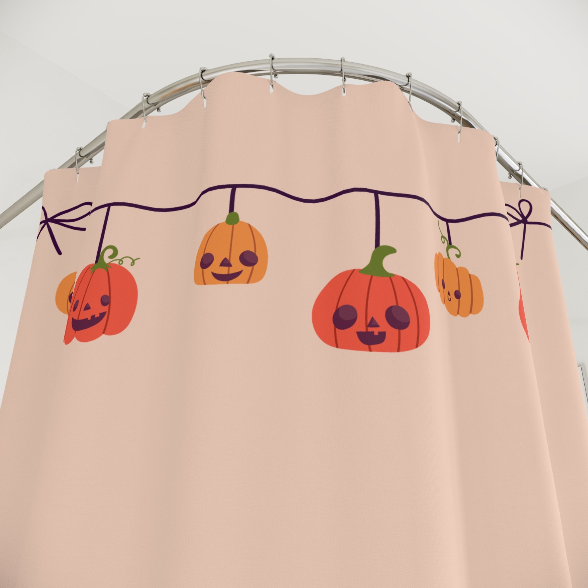 Halloween Shrunken Pumpkin Heads Shower Curtain, Festive Bathroom Decor, Pumpkin Shower Curtain, Holiday Home Decor, Seasonal Bathroom Accessories