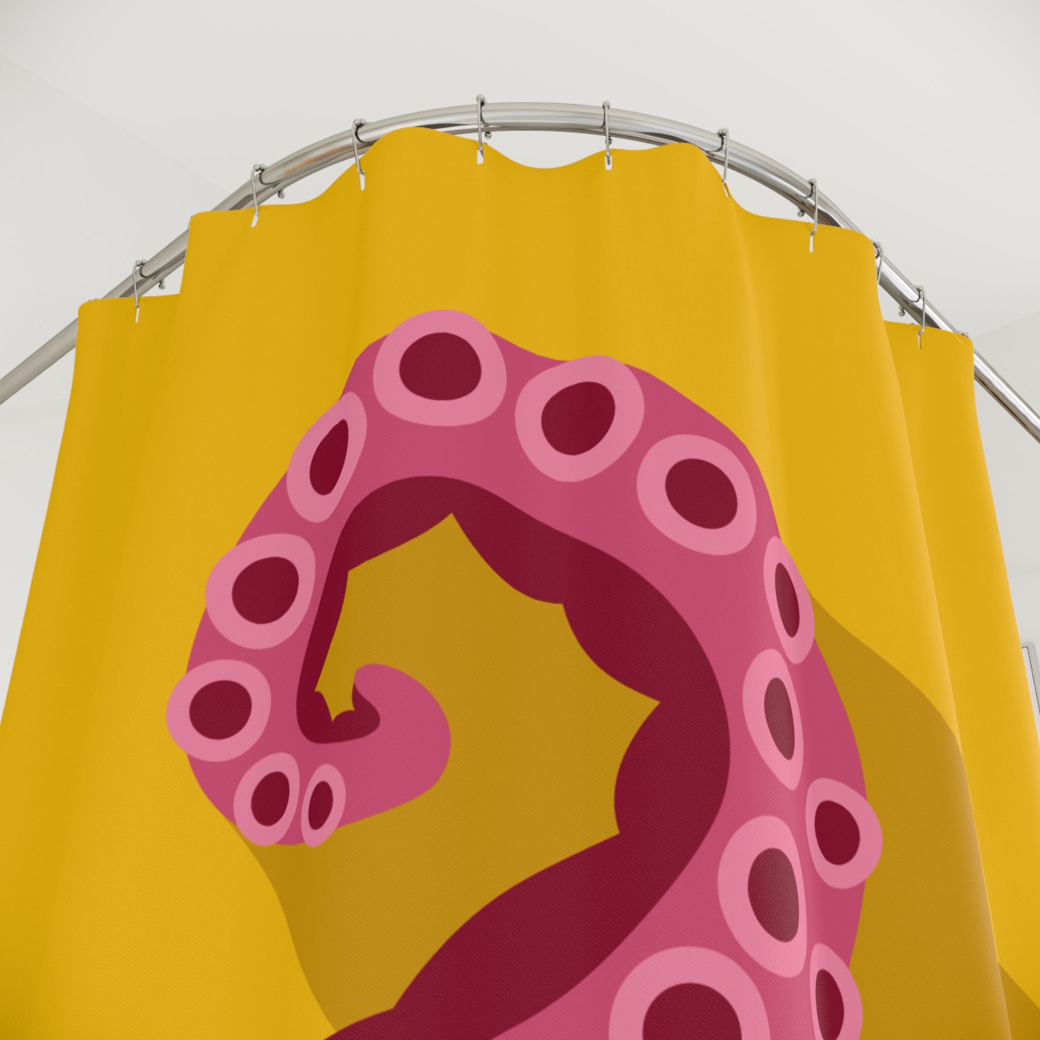 Whimsical Octopus Shower Curtain, Nautical Home Decor, Unique Bathroom Accessory, Gift for Ocean Lovers, Vibrant Yellow Design