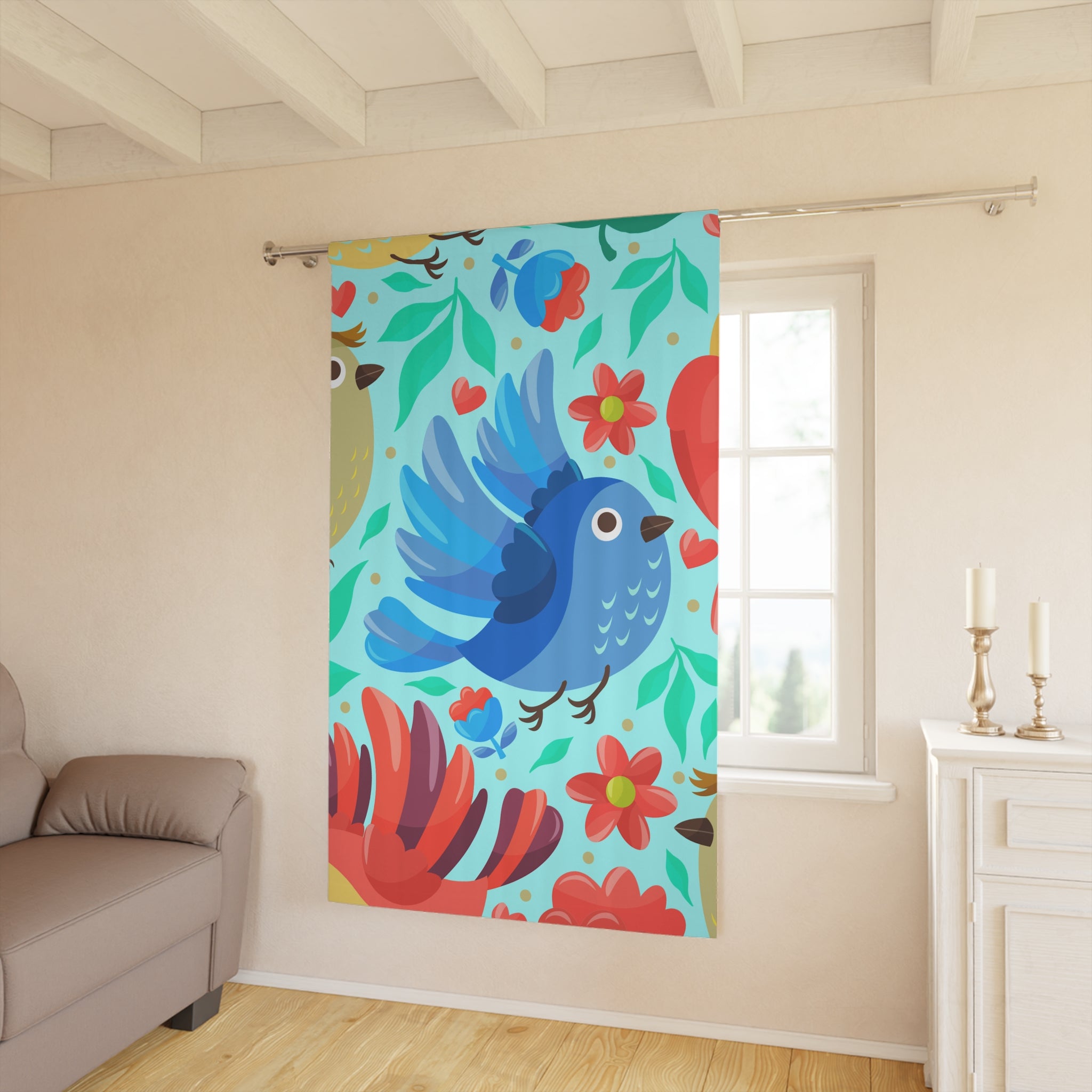 Lookie A Blue Birdy Blackout Window Curtain