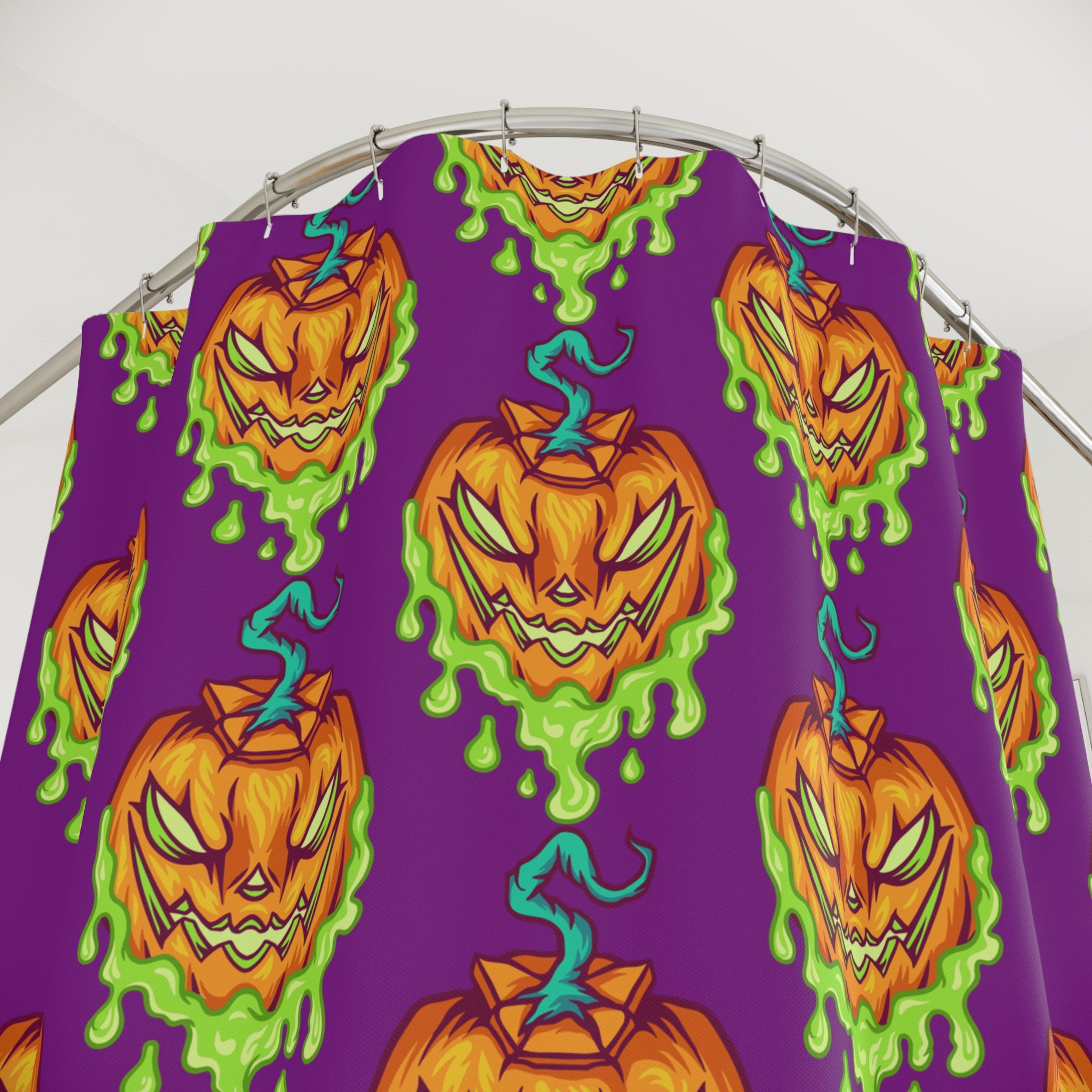 Spooky Pumpkin Shower Curtain, Halloween Decor, Bathroom Accessories, Holiday Gift, Fun Home Decor, Pumpkin Pattern