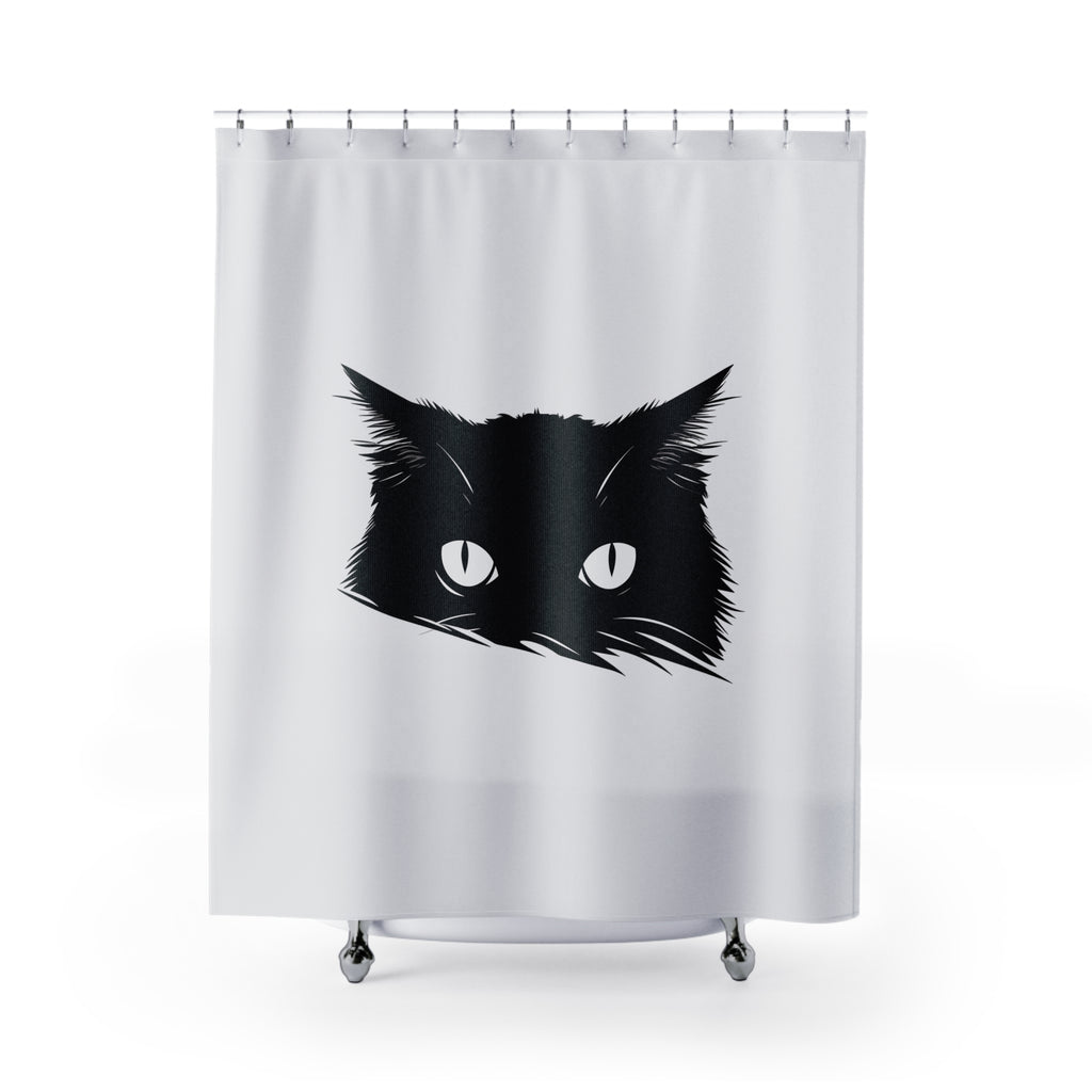 Black Cat Shower Curtain, Mysterious Bathroom Decor, Cat Lover Gift, Gothic Bathroom Accessory, Unique Home Accent