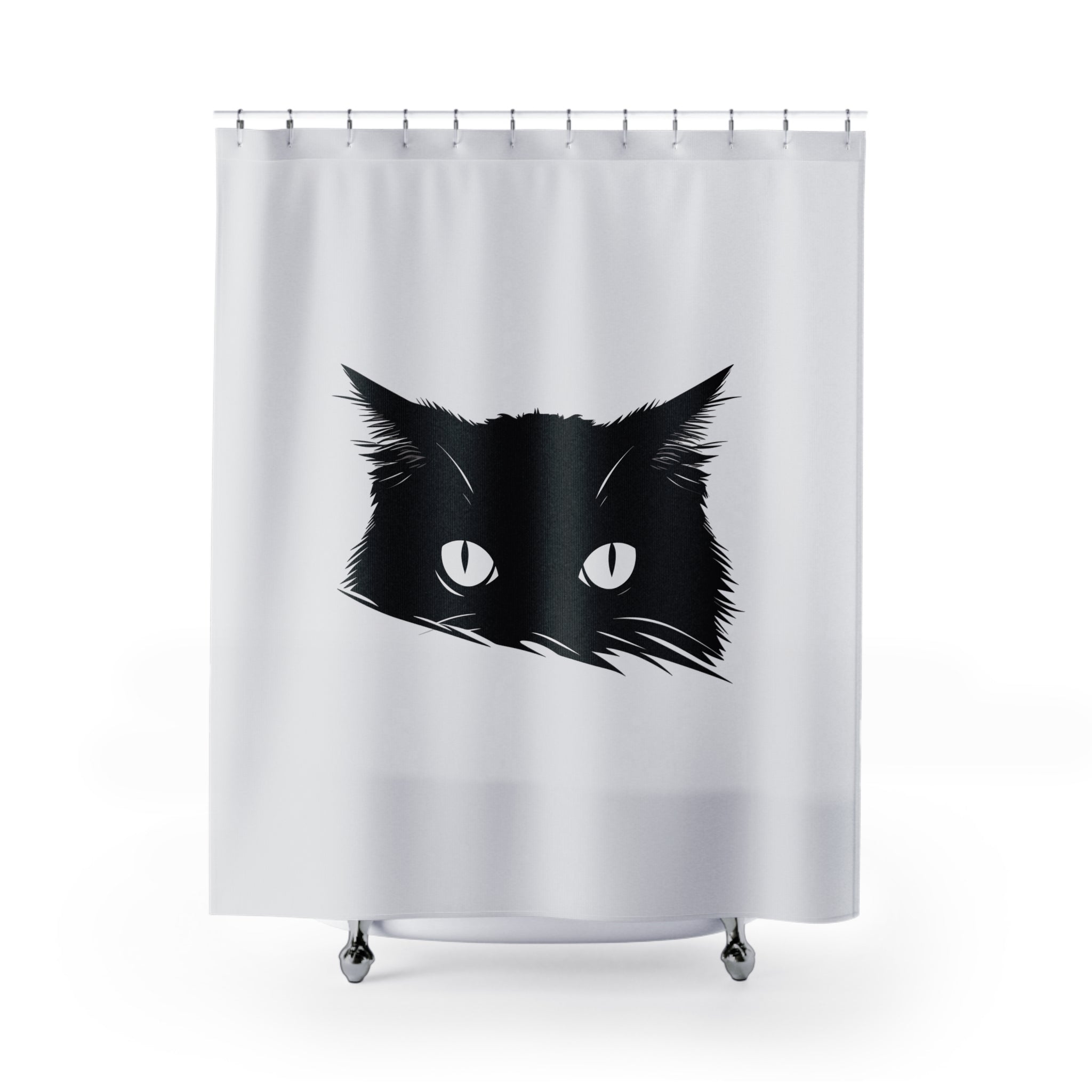 Black Cat Shower Curtain, Mysterious Bathroom Decor, Cat Lover Gift, Gothic Bathroom Accessory, Unique Home Accent