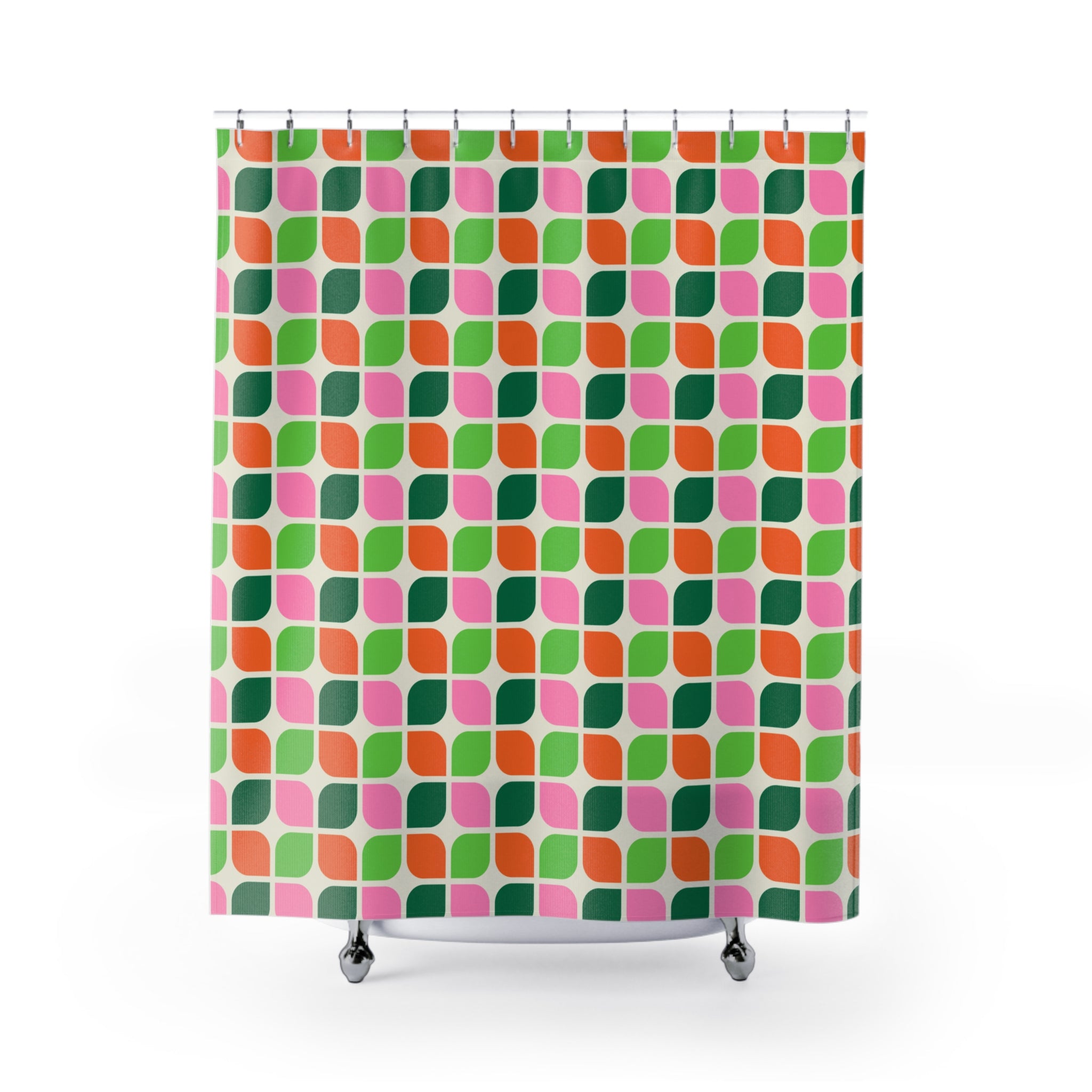Retro Geometric Shower Curtain - Fun Bathroom Decor, Vintage Style, Colorful Home Accents, Ideal Gift for Housewarming and Holidays