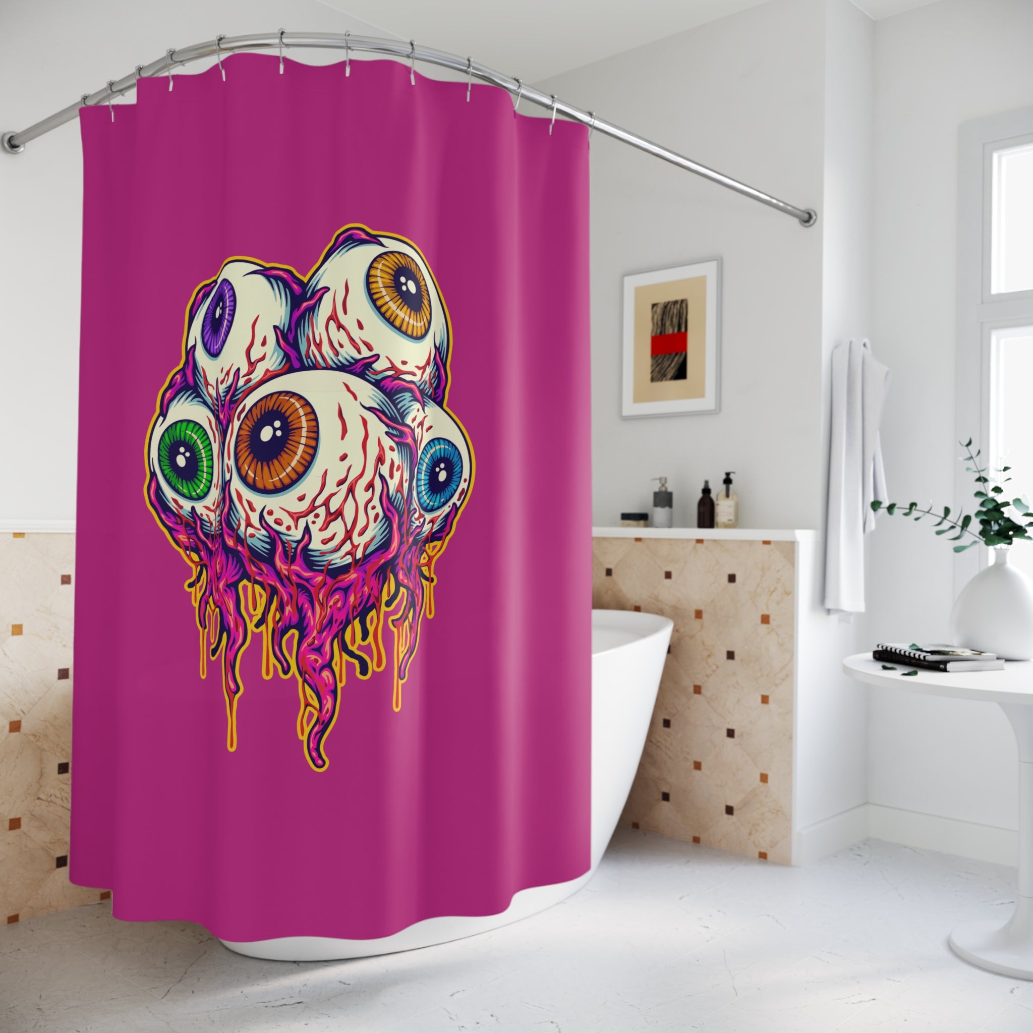 Eye-Catching Horror Shower Curtain, Gothic Bathroom Decor, Spooky Halloween, Unique Gift, Home and Living