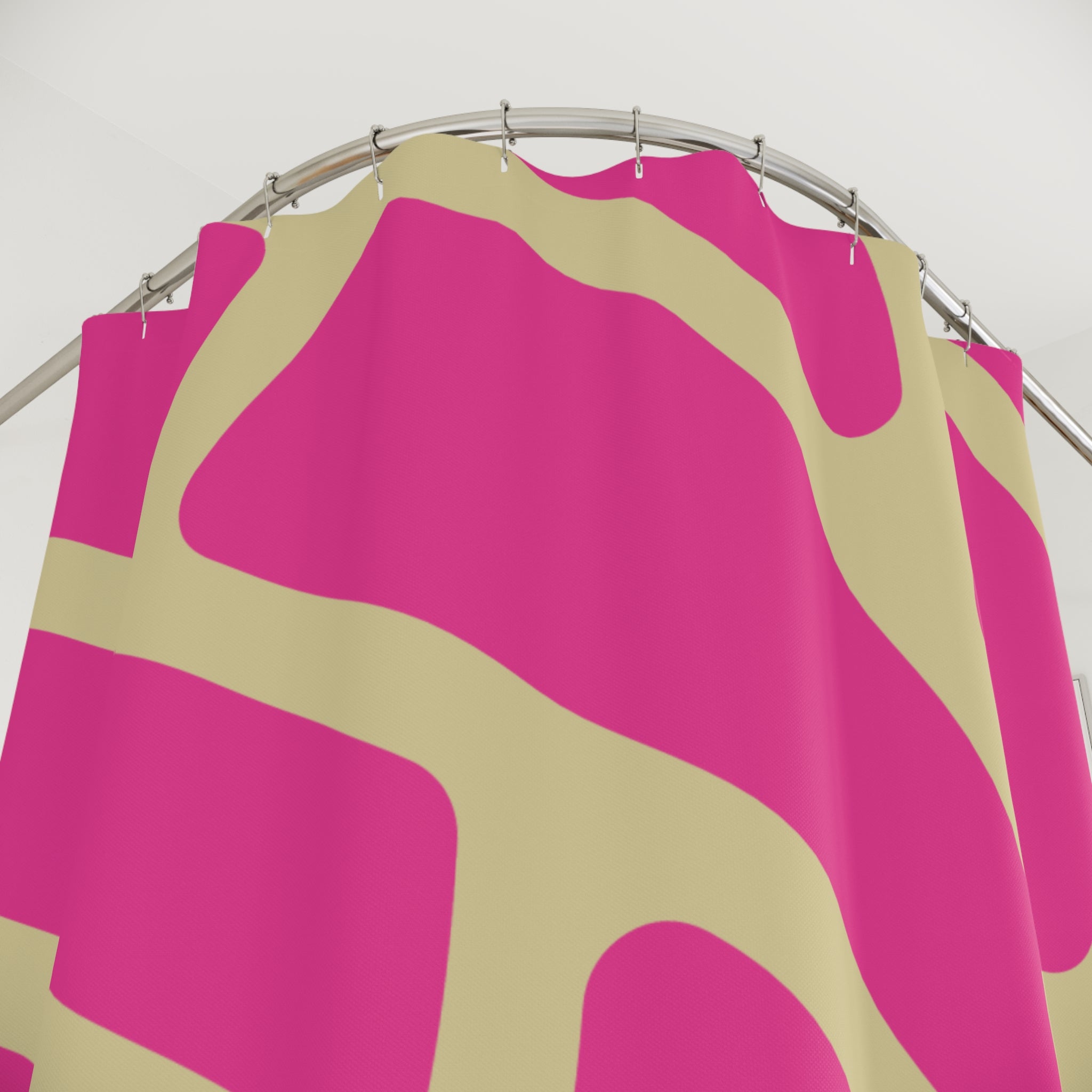 Mexican Concha Bread Tasty Pink Vibrant Modern Shower Curtain, Colorful Bath Decor, Pink Abstract Design, Unique Bathroom Accessory, Home Essentials, Gifts for Her