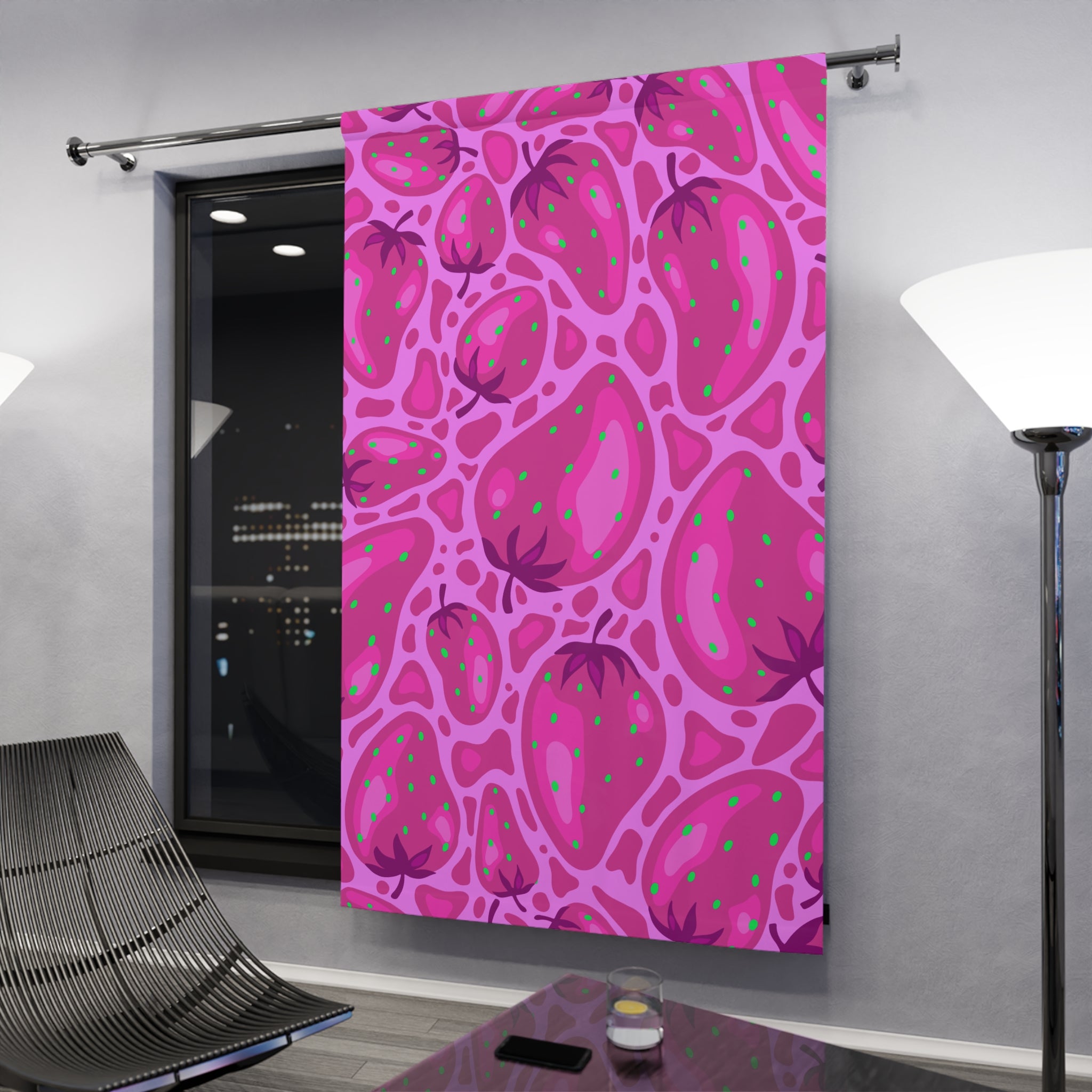 Strawberry Dreams Pink Pattern Blackout Window Curtain