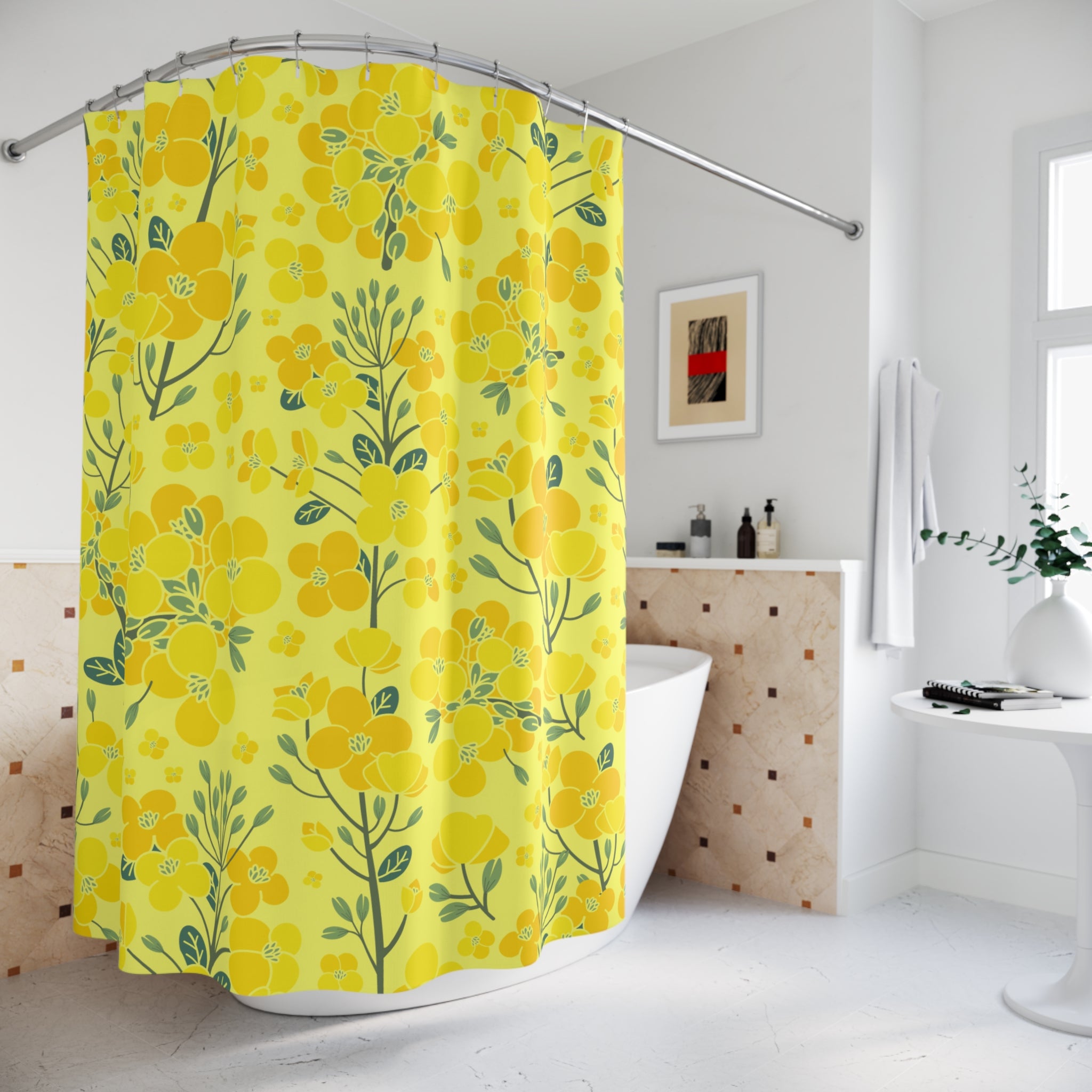 Canola Floral Pattern Shower Curtain