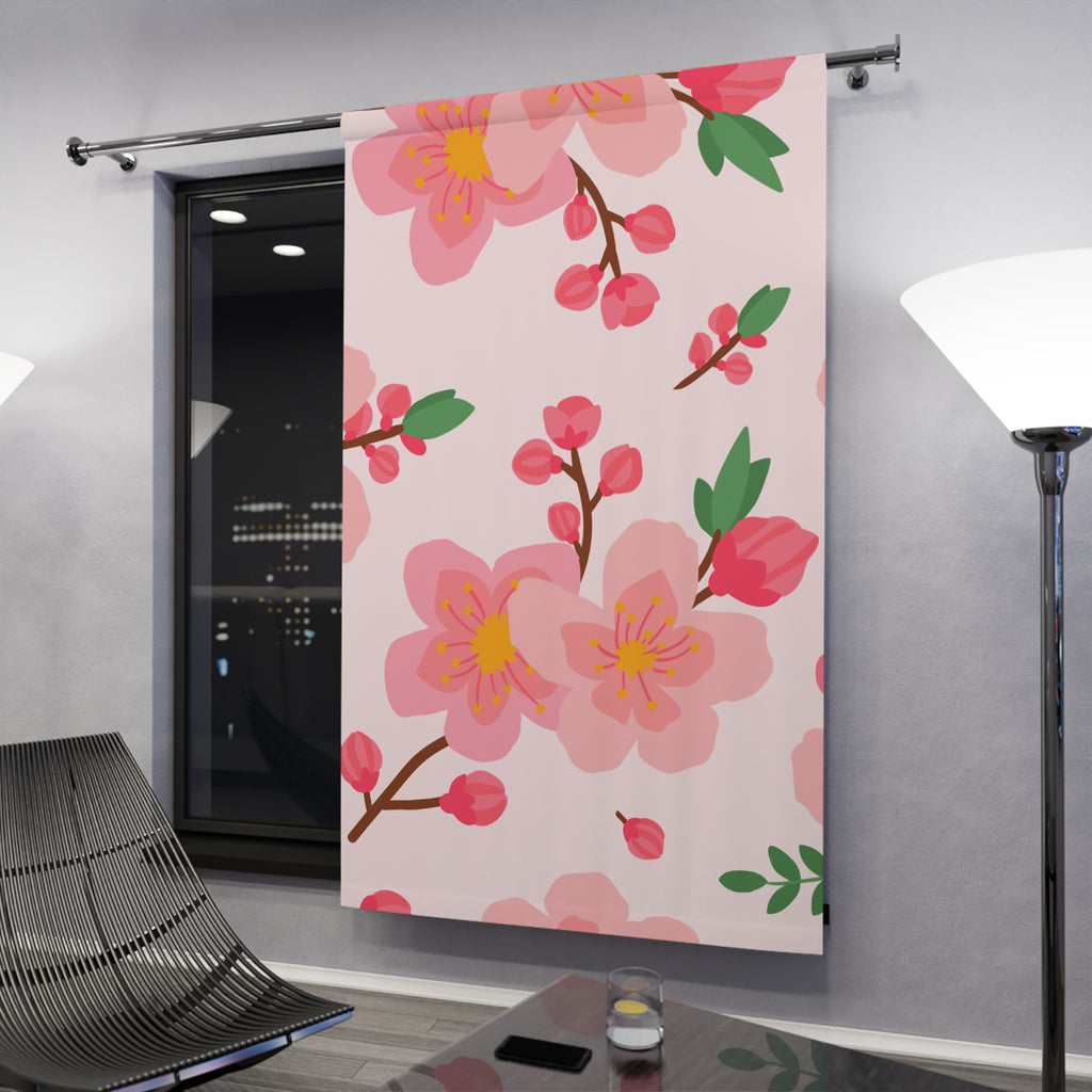 Plum Blossom Floral Blackout Window Curtain