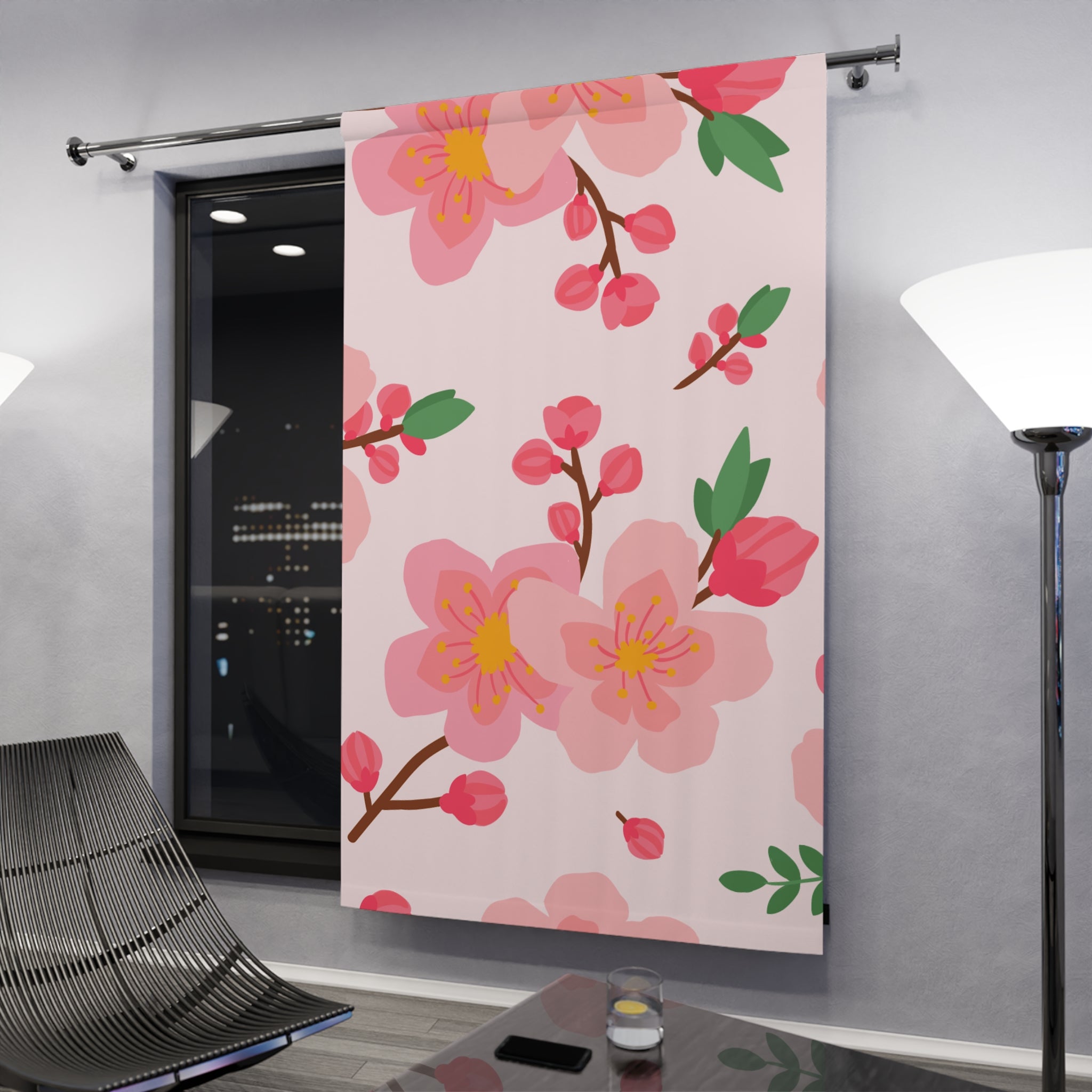 Plum Blossom Floral Blackout Window Curtain
