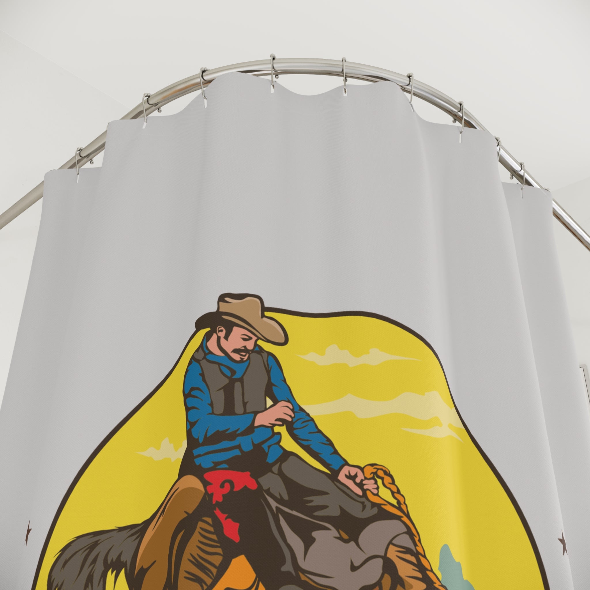 Cowboy Shower Curtain, Western Bathroom Decor, Rodeo Shower Curtain, Rustic Home Accessories, Equestrian Gifts, Horse Lover Decor