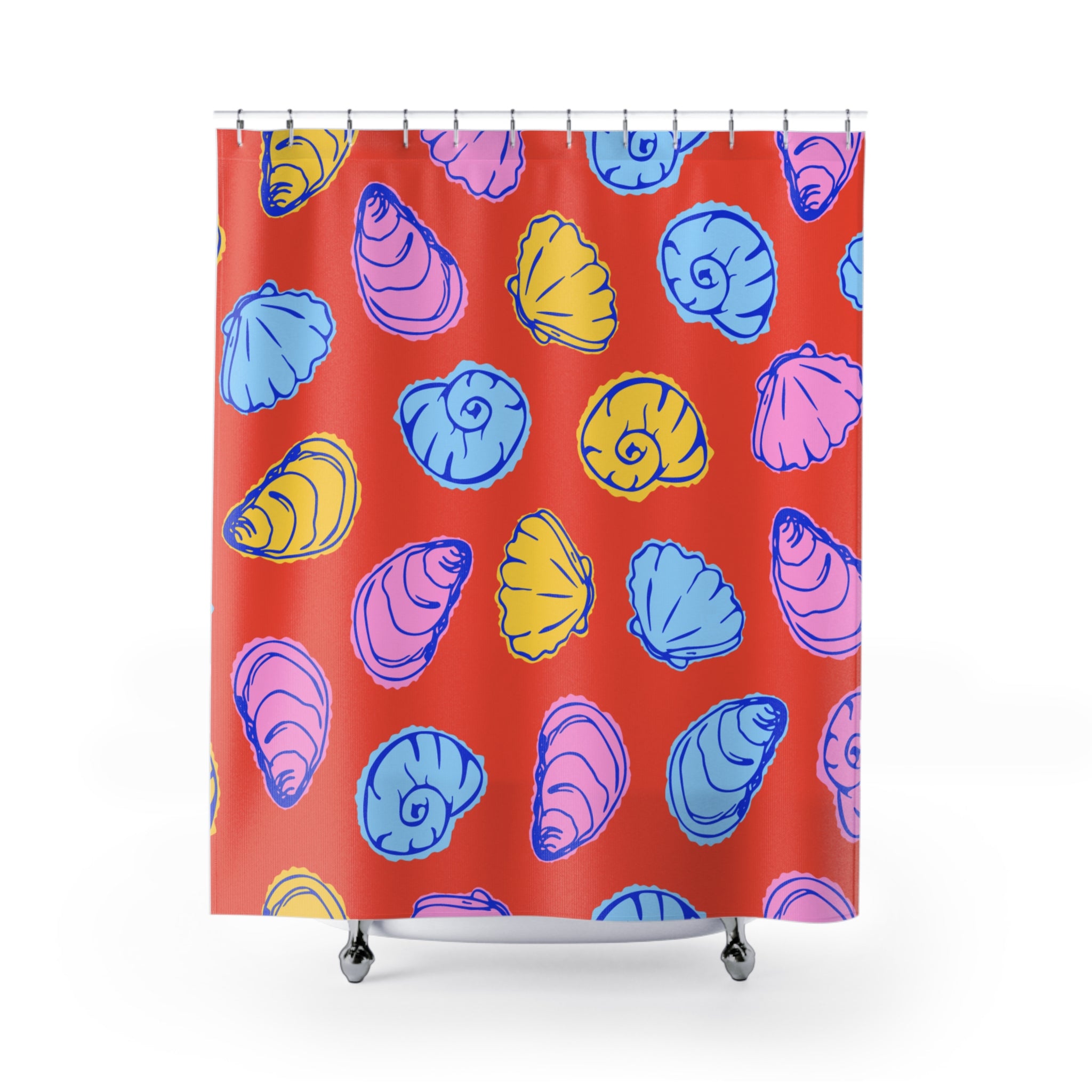 Colorful Shells Shower Curtain Pattern | Nautical Beach Decor, Coastal Bathroom, Ocean Theme Decor, Holiday Gift