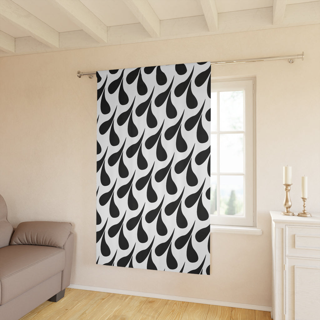 Black and White Swimmers Pattern Blackout Window Curtain