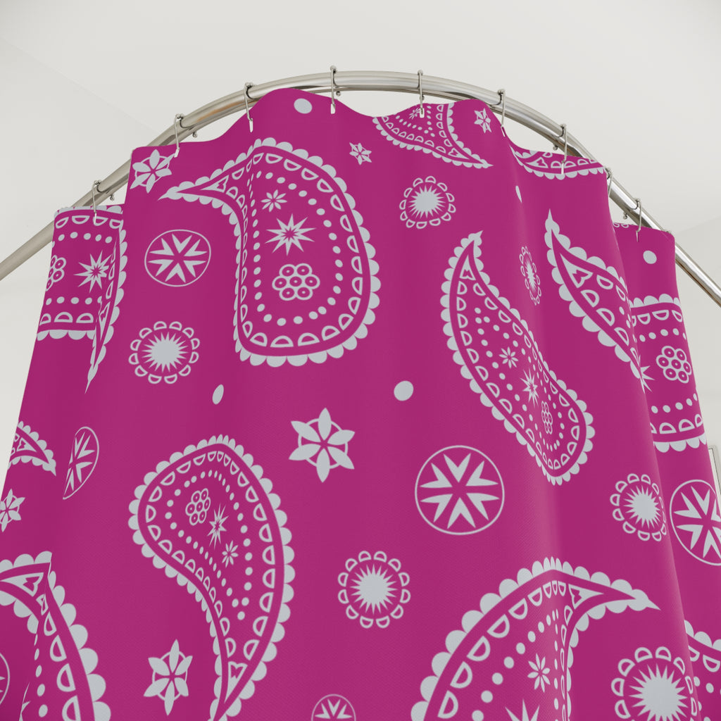 Pink Bandana Pattern Shower Curtain, Vibrant Pink, Bathroom Decor, Home Improvement, Gift for Her, Unique Home Accessories