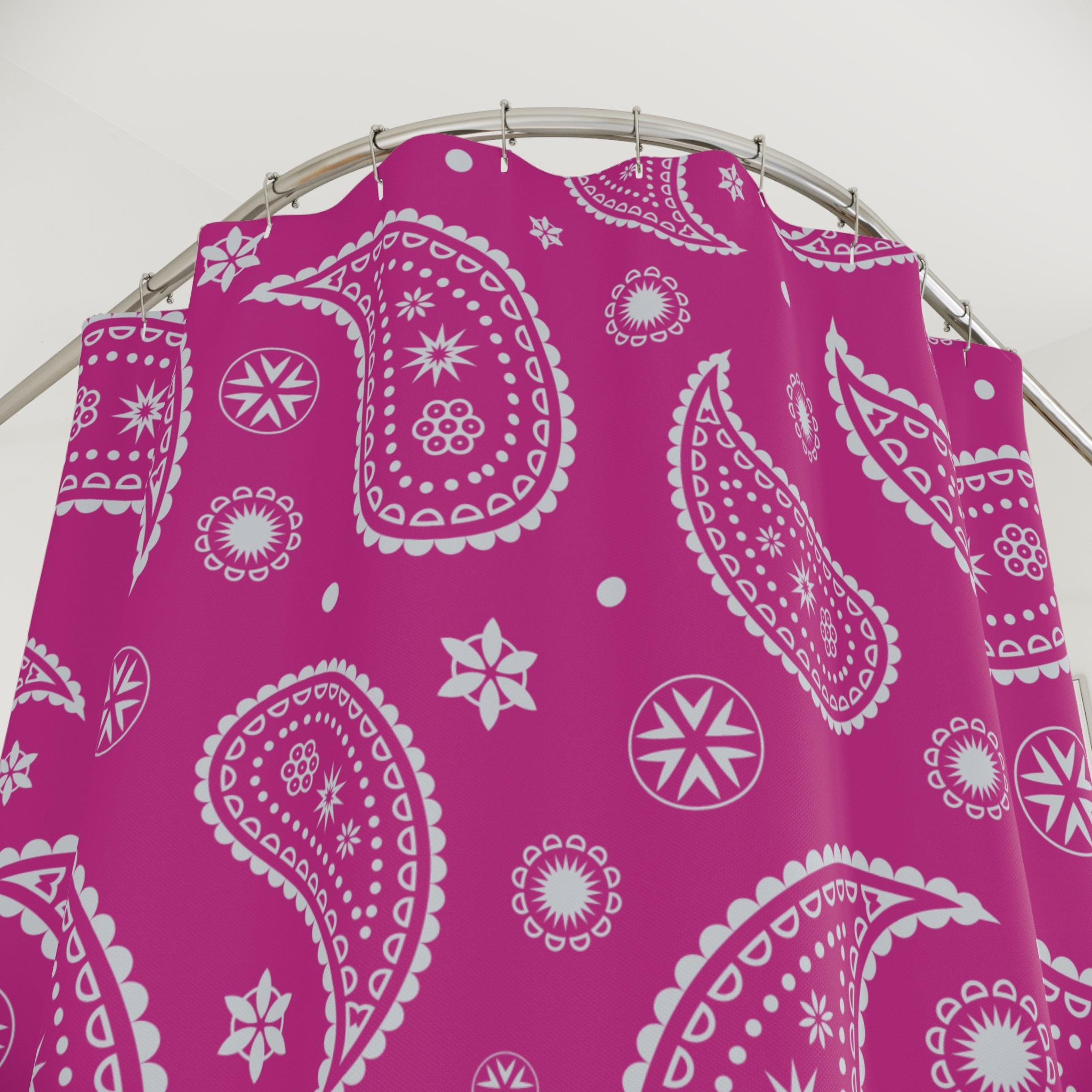 Pink Bandana Pattern Shower Curtain, Vibrant Pink, Bathroom Decor, Home Improvement, Gift for Her, Unique Home Accessories