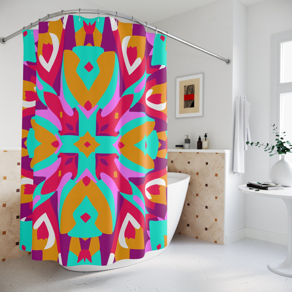 Pinkish Geometric Patterned  Shower Curtain