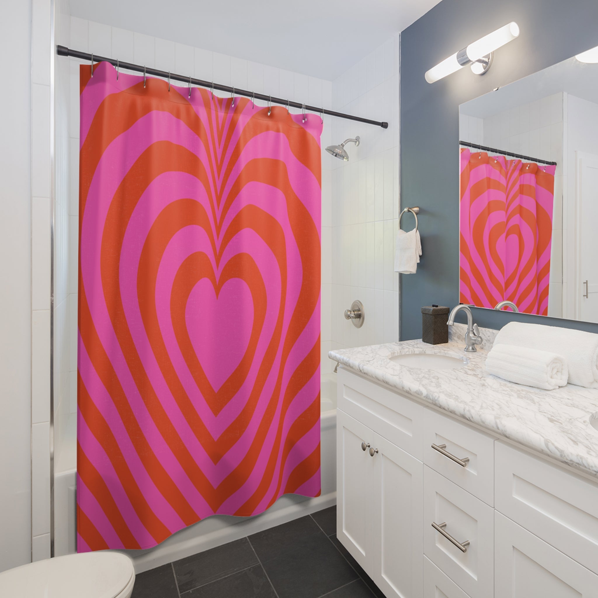 Colorful Infinity Heart Pattern Shower Curtain | Romantic Bathroom Decor, Love Theme, Gift for Couples, Valentine's Day, Home Makeover