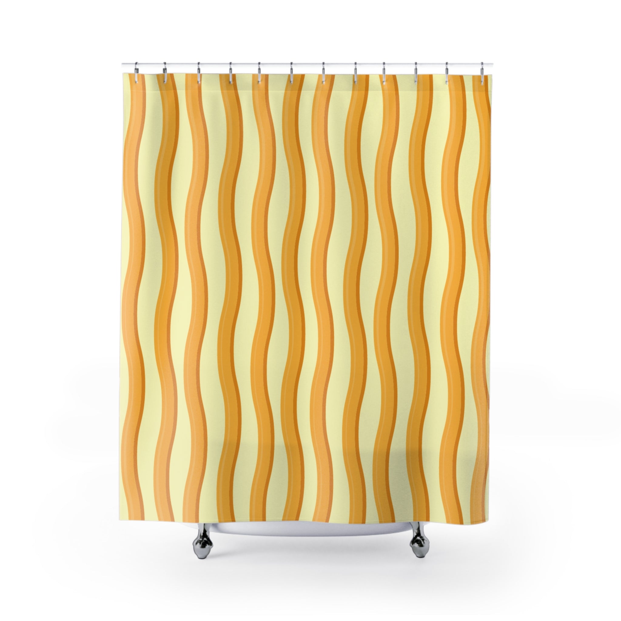 Vibrant Instant Noodles Wavy Shower Curtain | Modern Bathroom Decor, Boho Chic, Summer Vibes, Unique Gift Idea, Home Remodeling