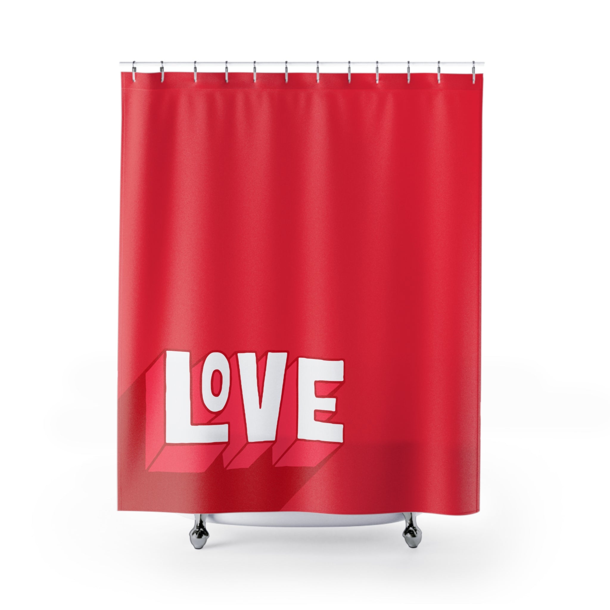 Love-Inspired Shower Curtain, Vibrant Red Bathroom Decor, Perfect for Valentine's Day, Romantic Gift, Home Makeover