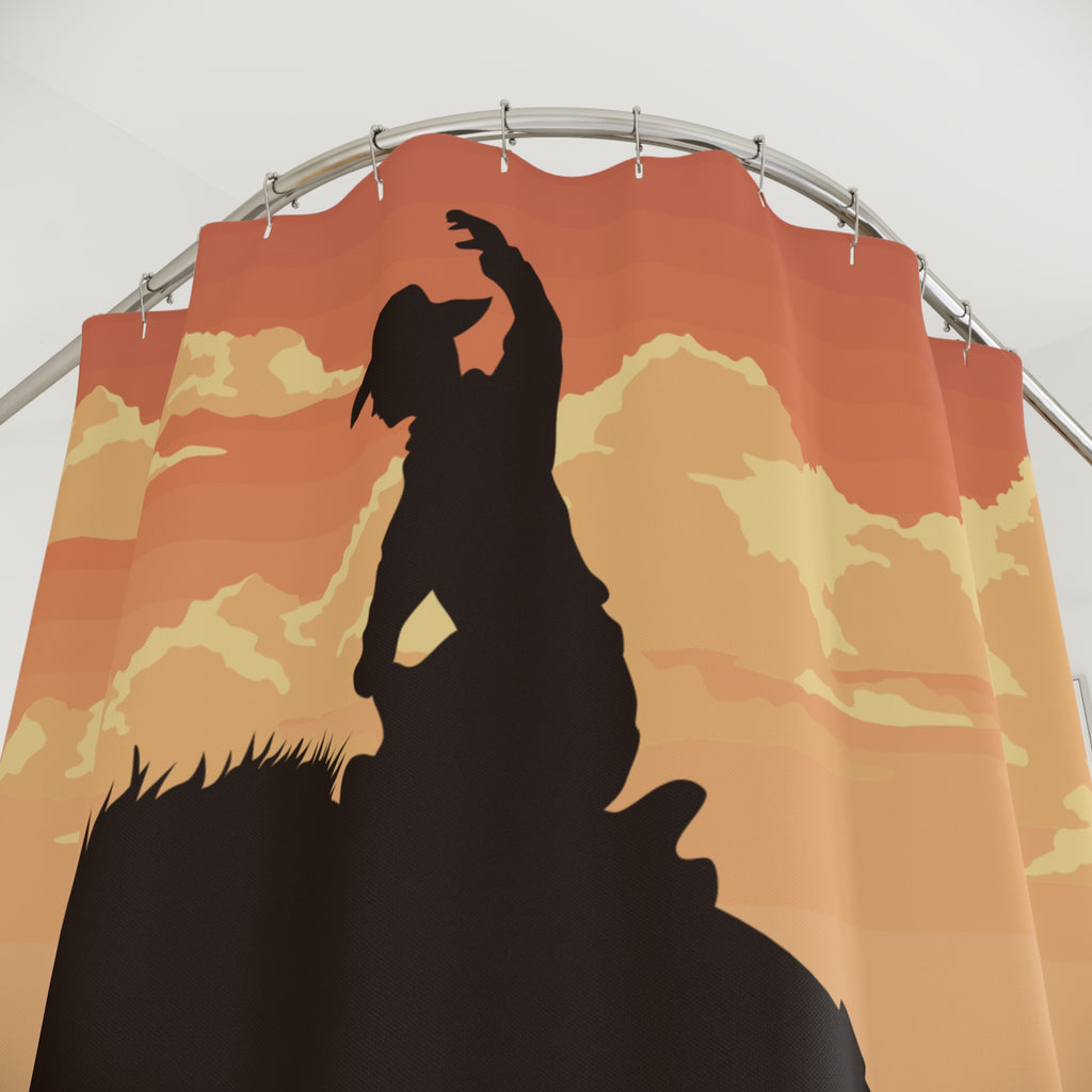 Cowboy Yee Haw Sunset Shower Curtains | Country Decor, Rustic Bathroom, Western Gift, Equestrian Style, Home Accessories