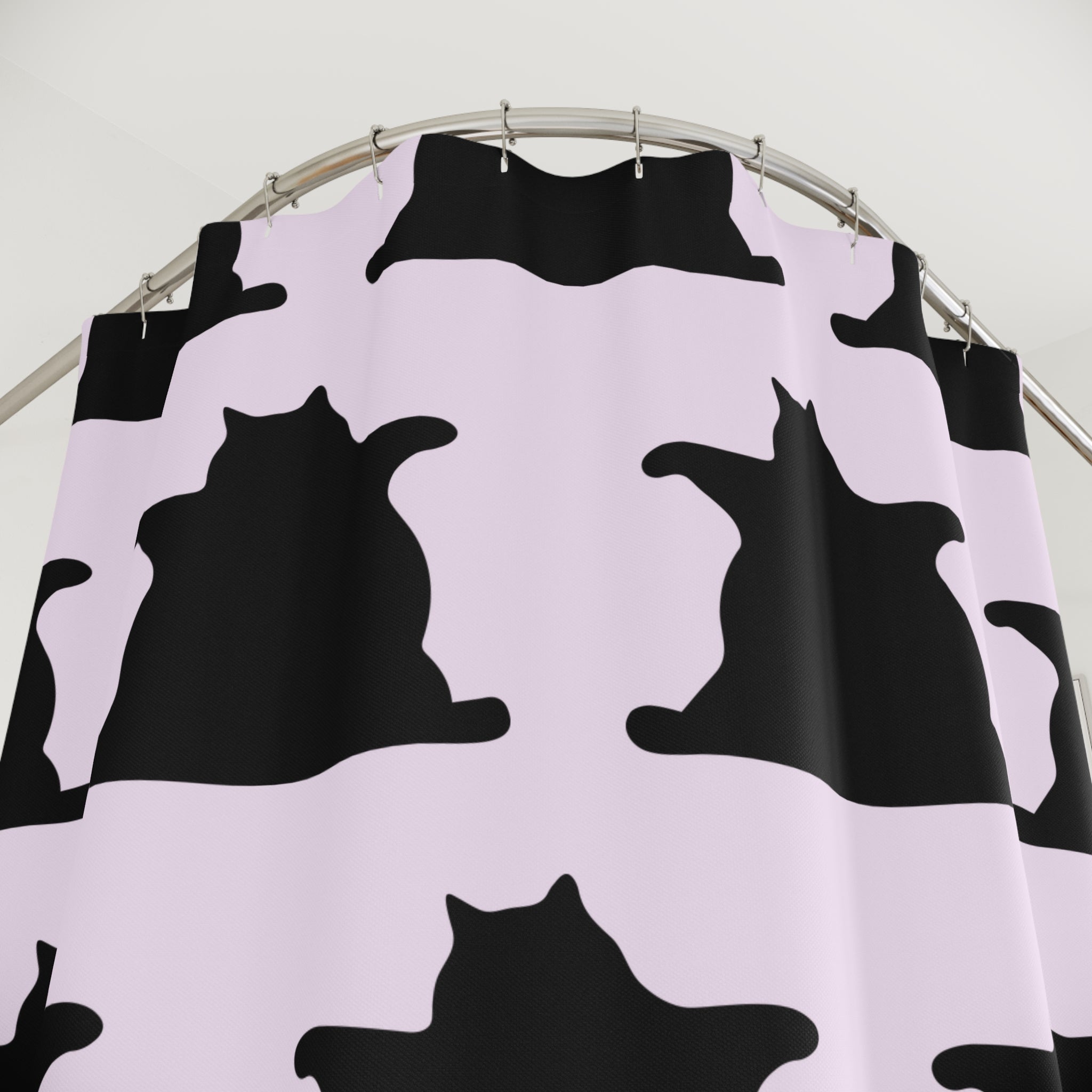 Big Bold and Chonky Patterned Cat Silhouette Shower Curtain, Cat Lover Gift, Bathroom Decor, Cute Home Accessories, Pet-Themed Decor, Cat Bathroom