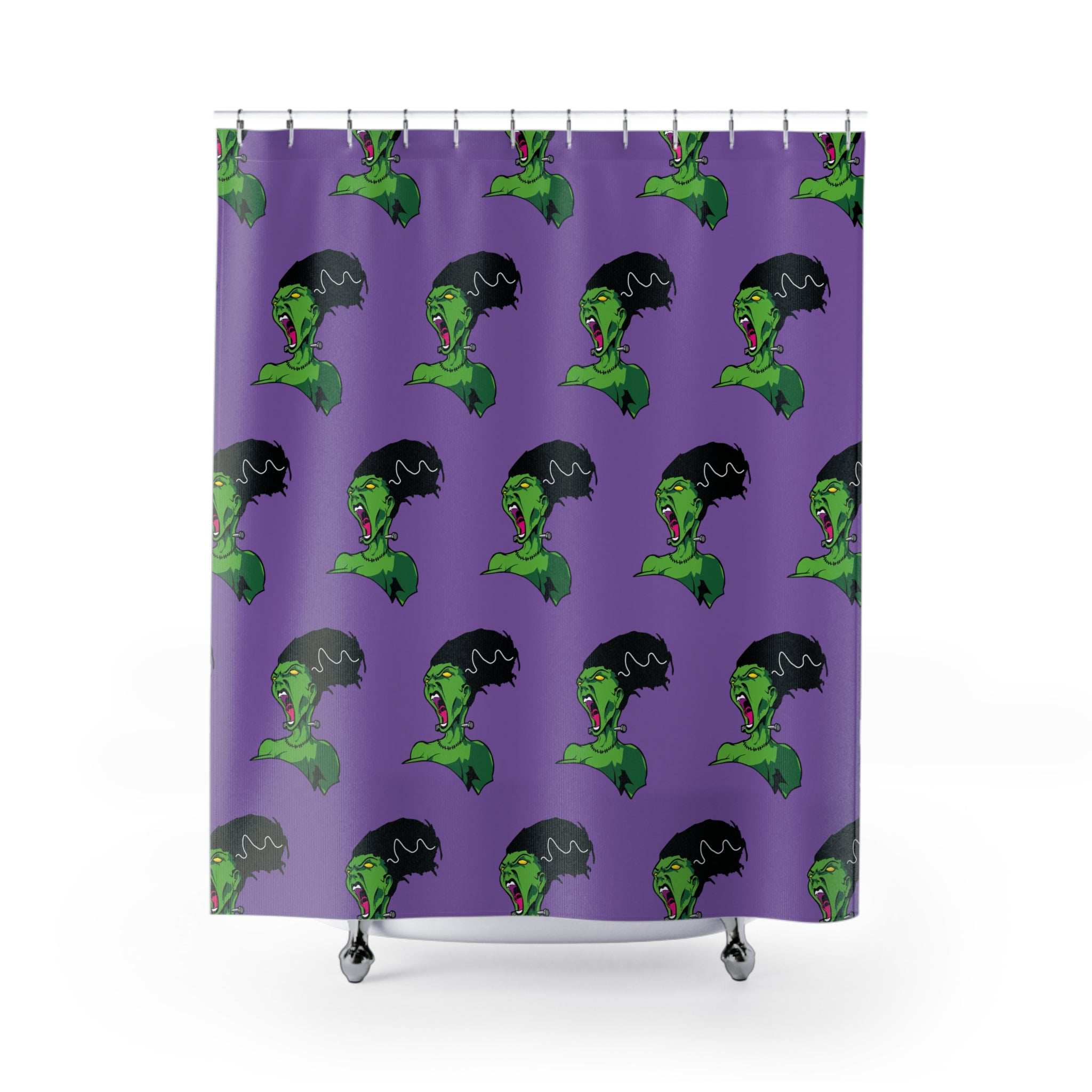 Funky Monster Shower Curtain Purple – Vibrant Bathroom Decor, Halloween, Home Gift, Unique Design, Creative Style