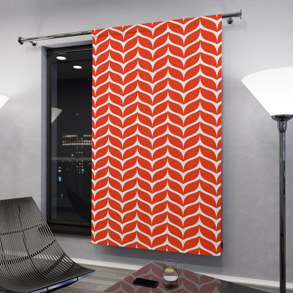 Red Whale Tails Pattern Blackout Window Curtain