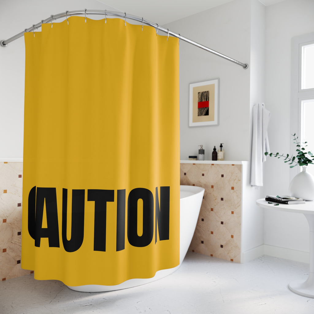 Bold Yellow and Black Caution Shower Curtain