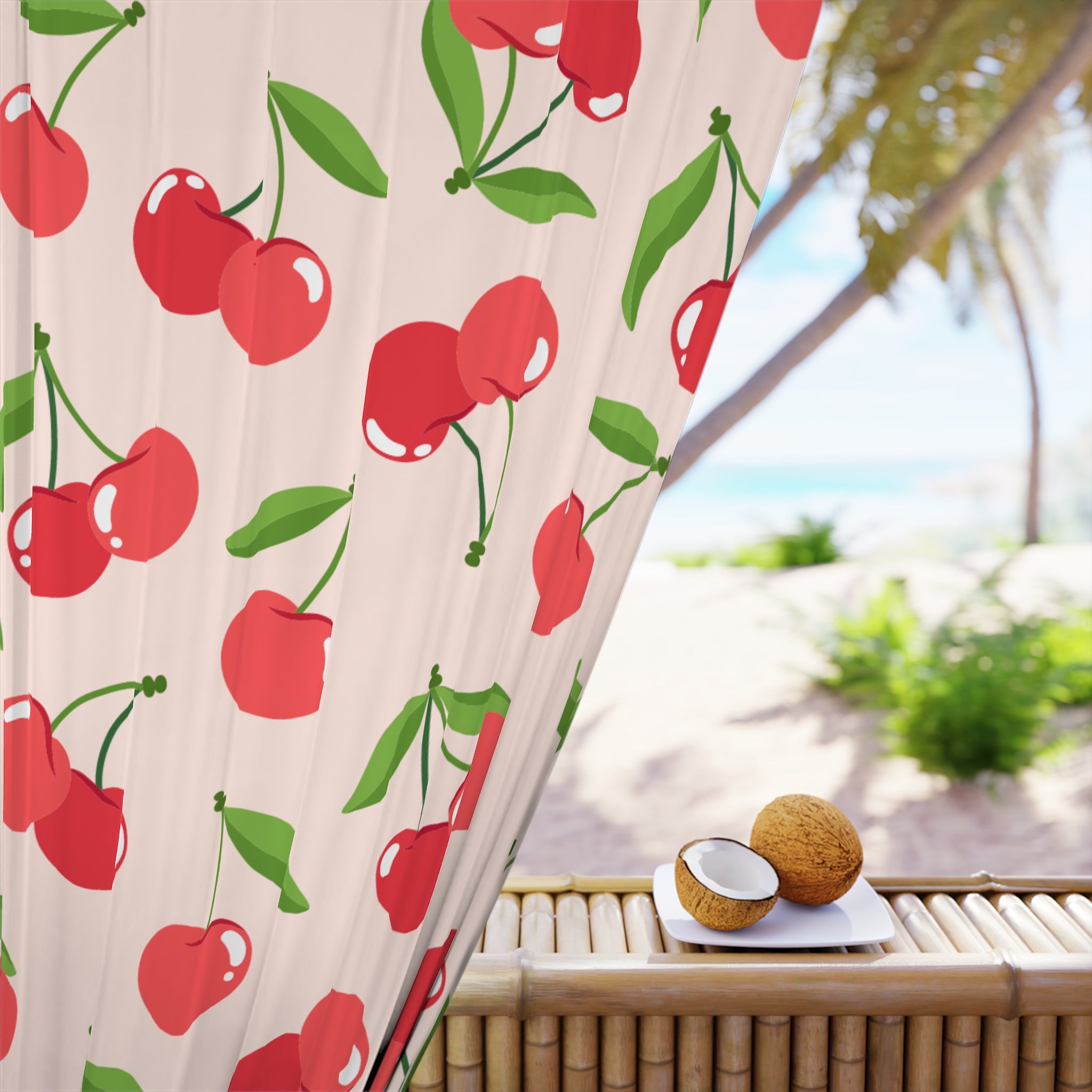 Charmin Cherry Naturalish Pattern Blackout Window Curtain