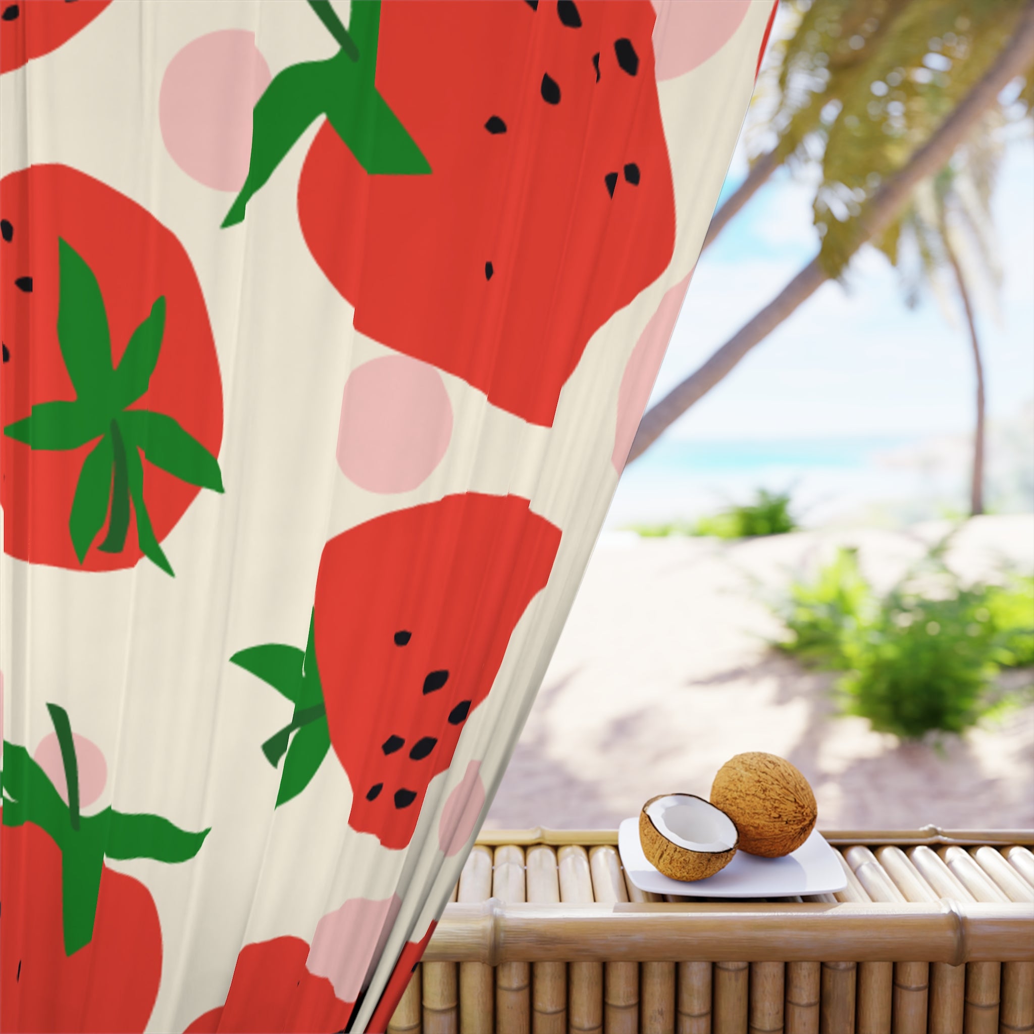 Strawberry Day Black Out Window Curtain