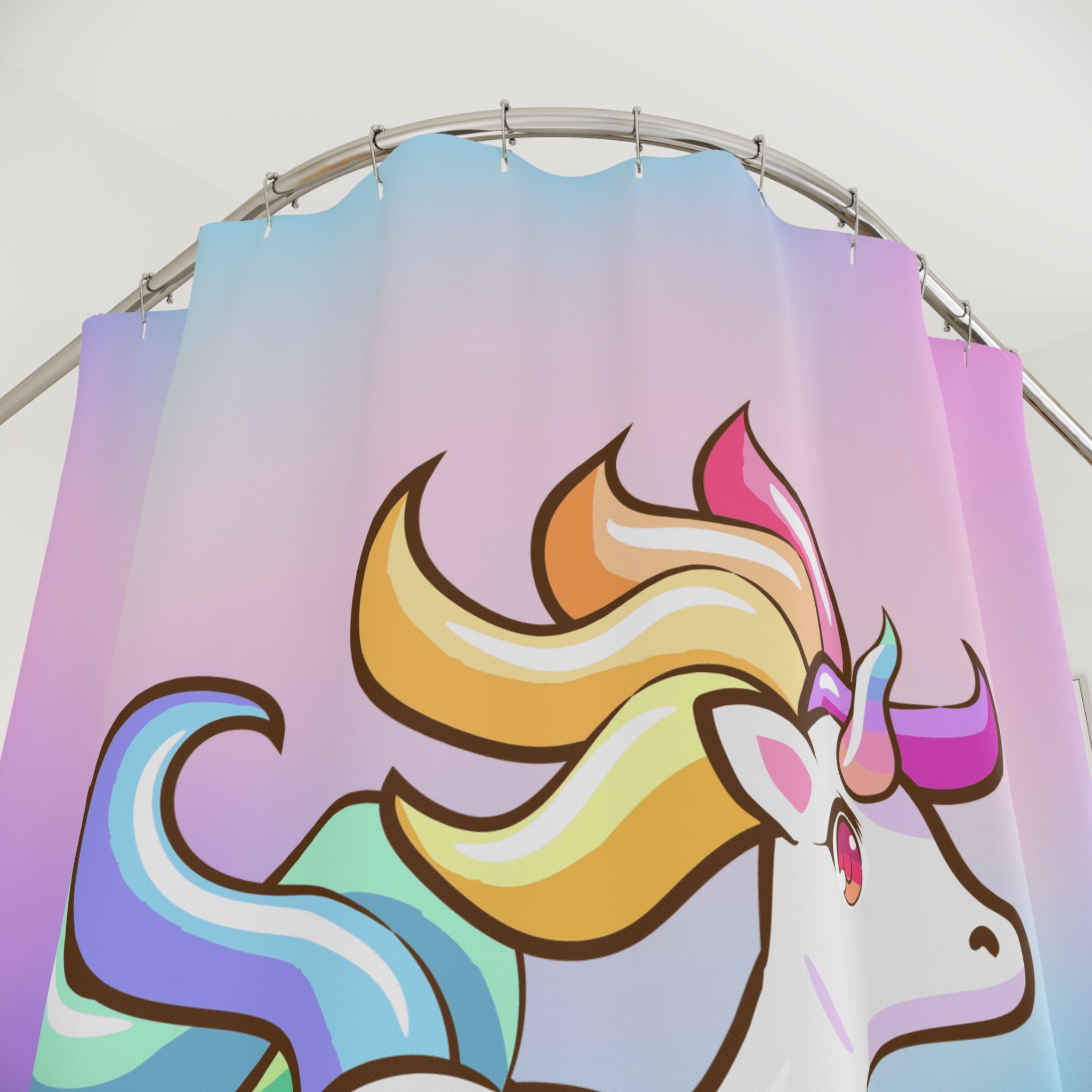 Jumping Unicorn Shower Curtain, Magical Bathroom Decor, Kid's Bathroom, Fantasy Gift, Colorful Home Accents, Whimsical Design