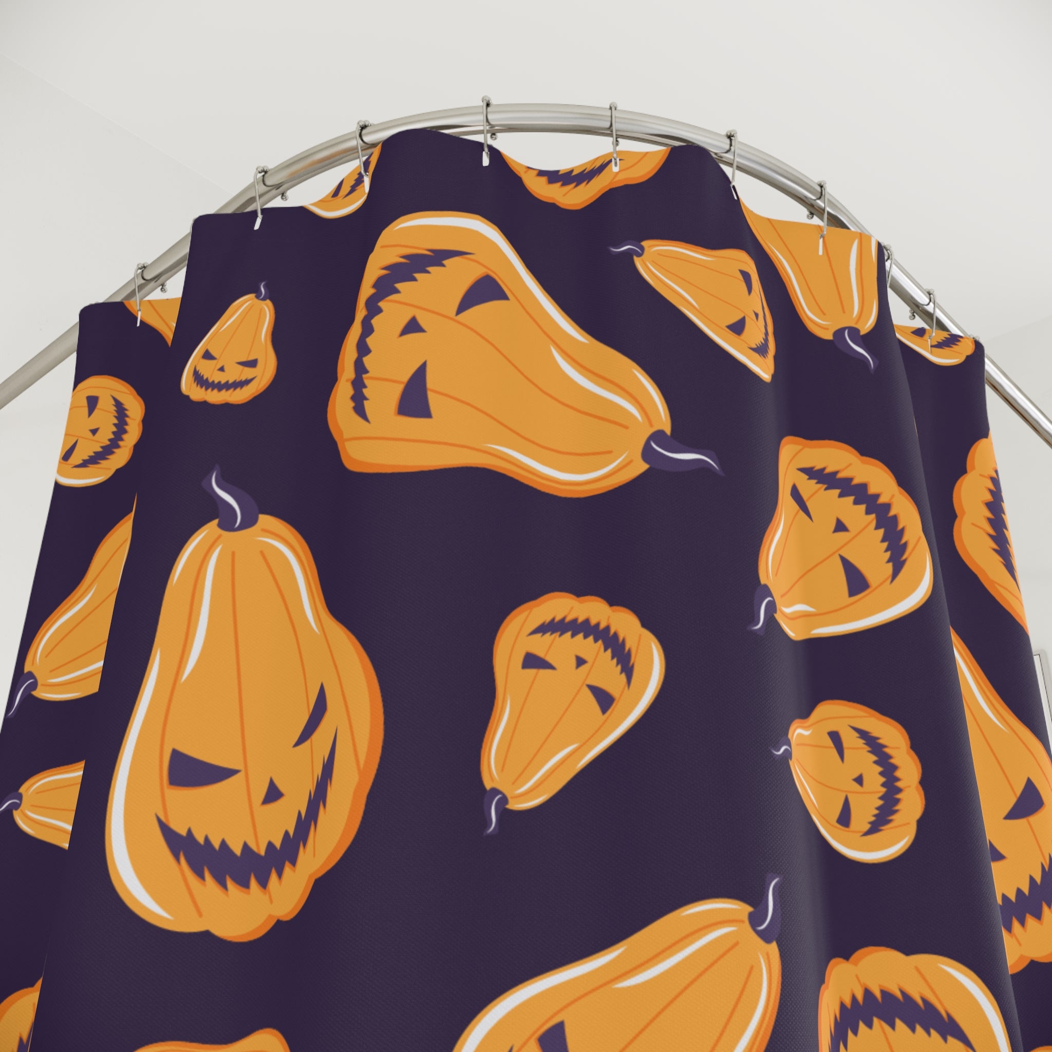 Halloween Pumpkin Shower Curtains, Seasonal Bathroom Decor, Scary Home Accessory, Trick or Treat Theme, Fall Holiday Decoration